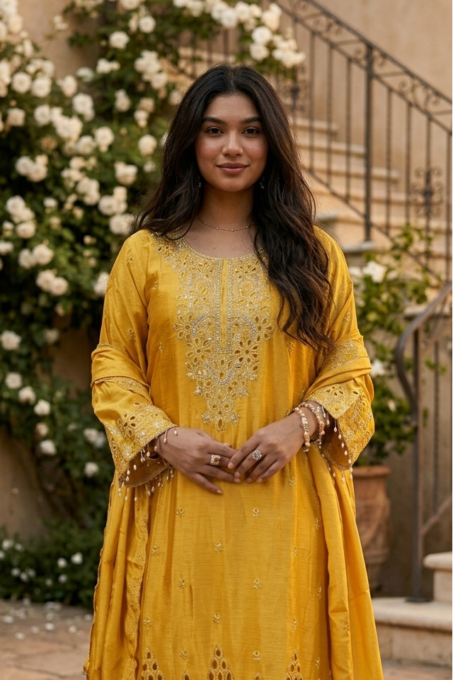 Amara - Sunlit Charm Embroidered Suit Set