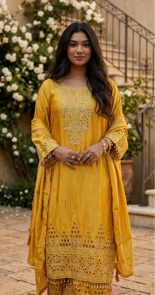 Amara - Sunlit Charm Embroidered Suit Set