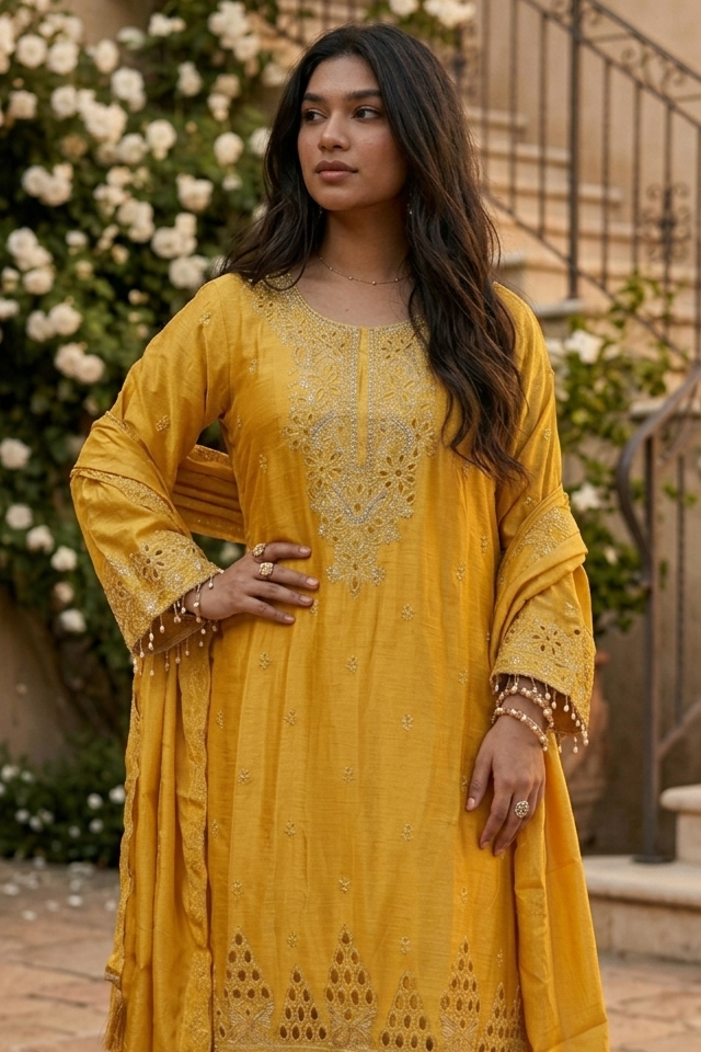 Amara - Sunlit Charm Embroidered Suit Set