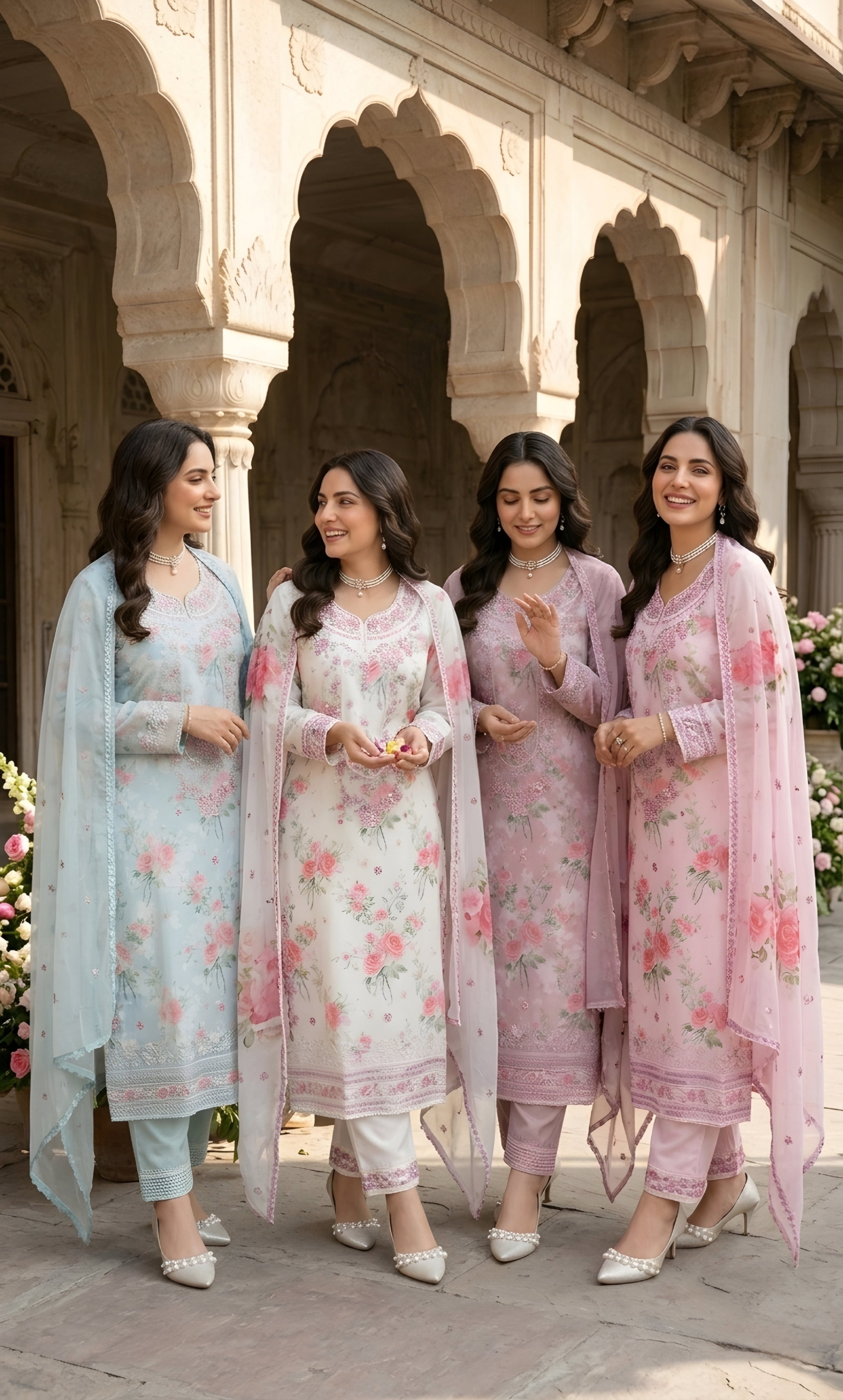 Ajraa-Elegant Floral Embroidered Ethnic Suit Set