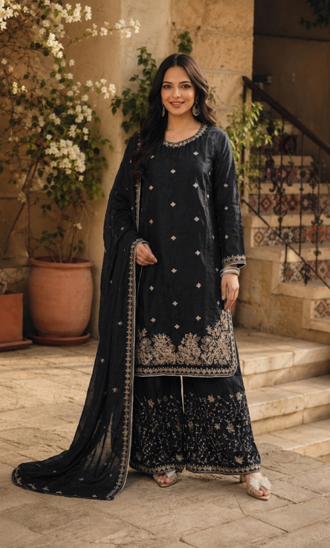 Nayara - Royal Noir Embroidered Suit Set