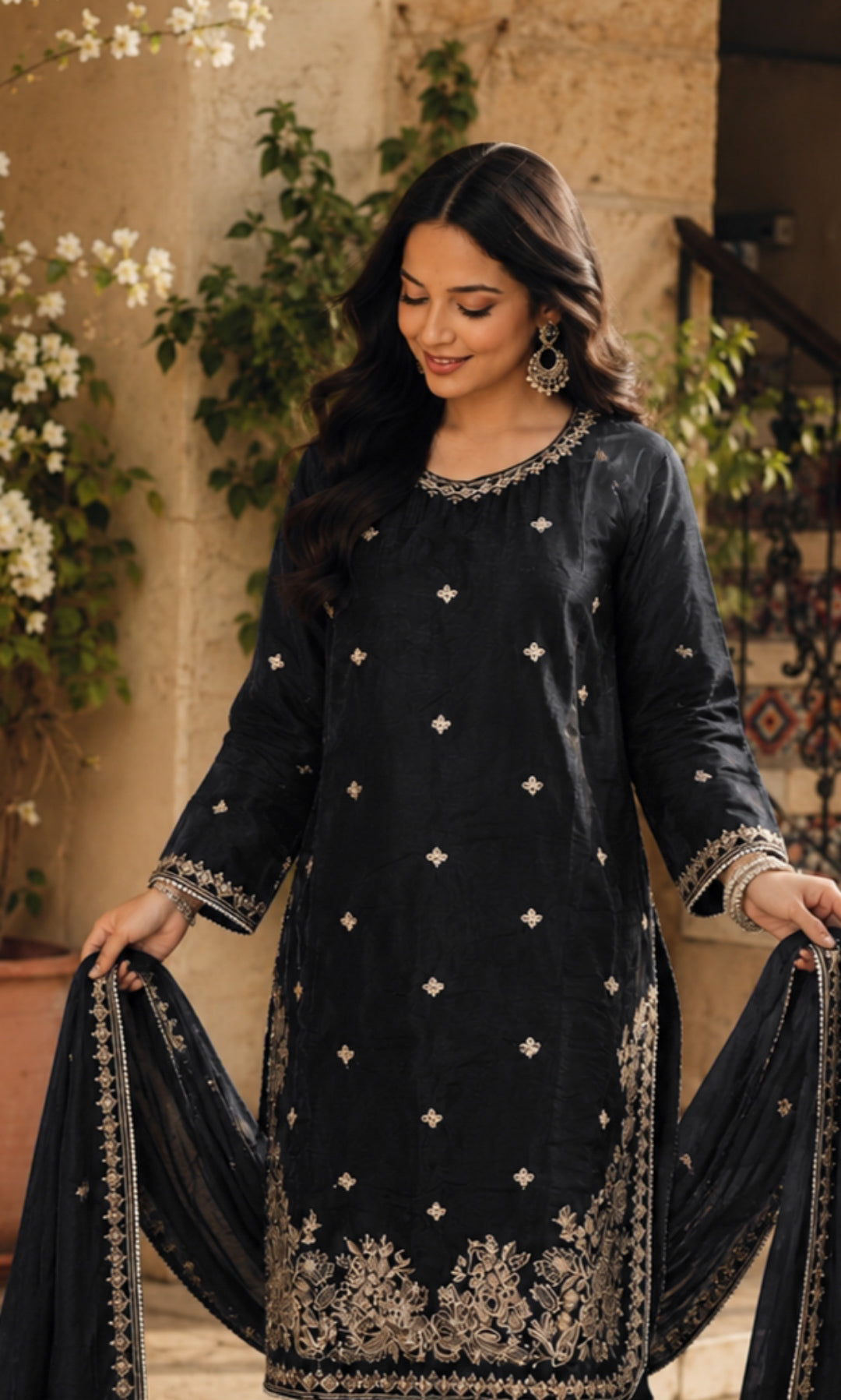Nayara - Royal Noir Embroidered Suit Set