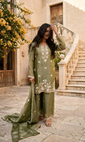 Hania - Sage Serenity Embroidered Suit Set