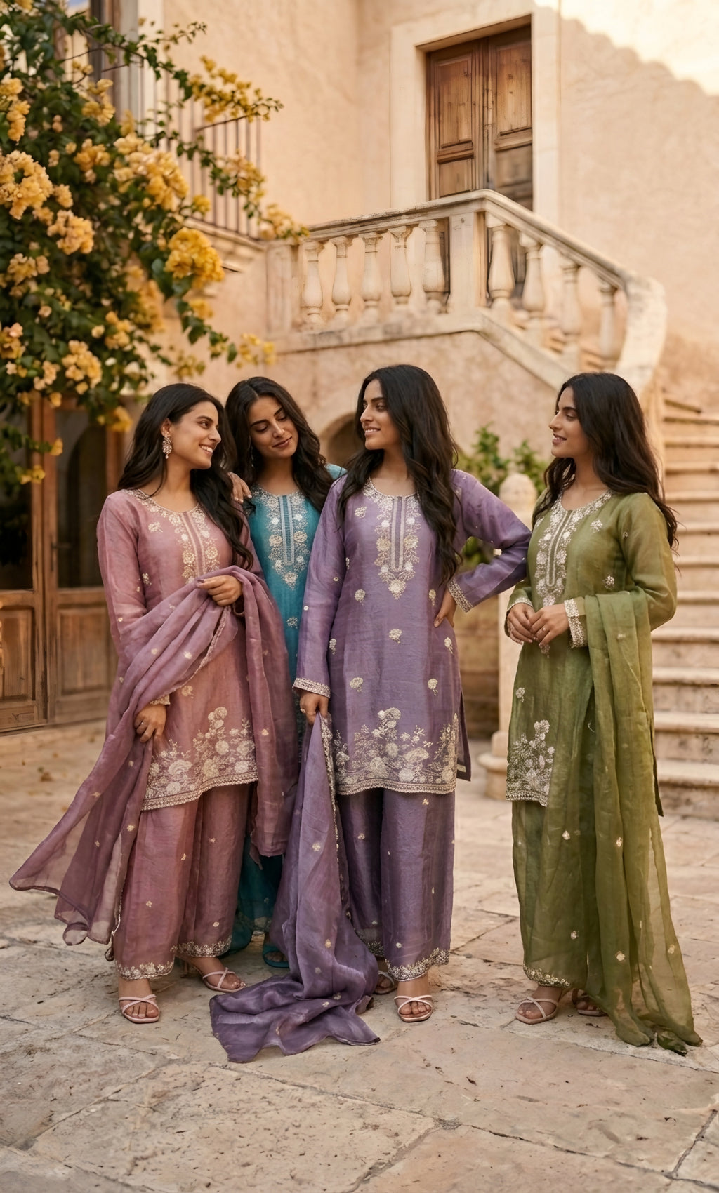 Hania - Sage Serenity Embroidered Suit Set