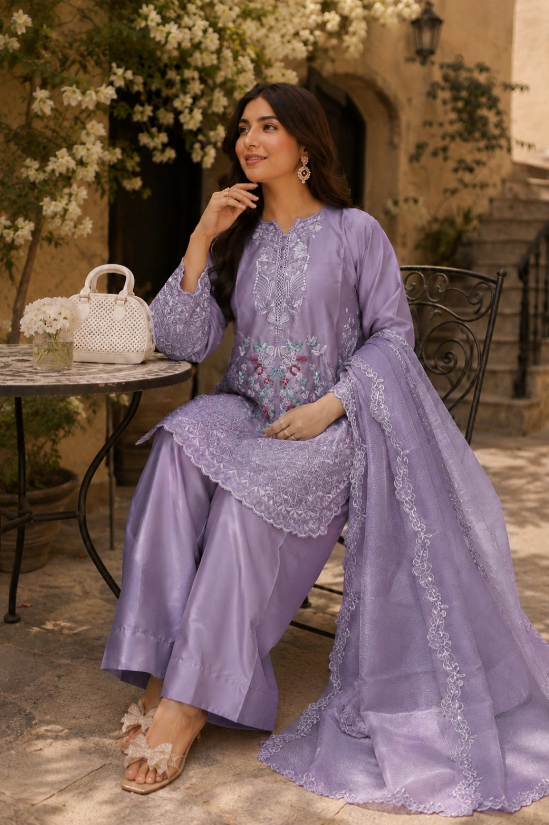 Mayasa - Rose Quartz Embroidered Suit Set