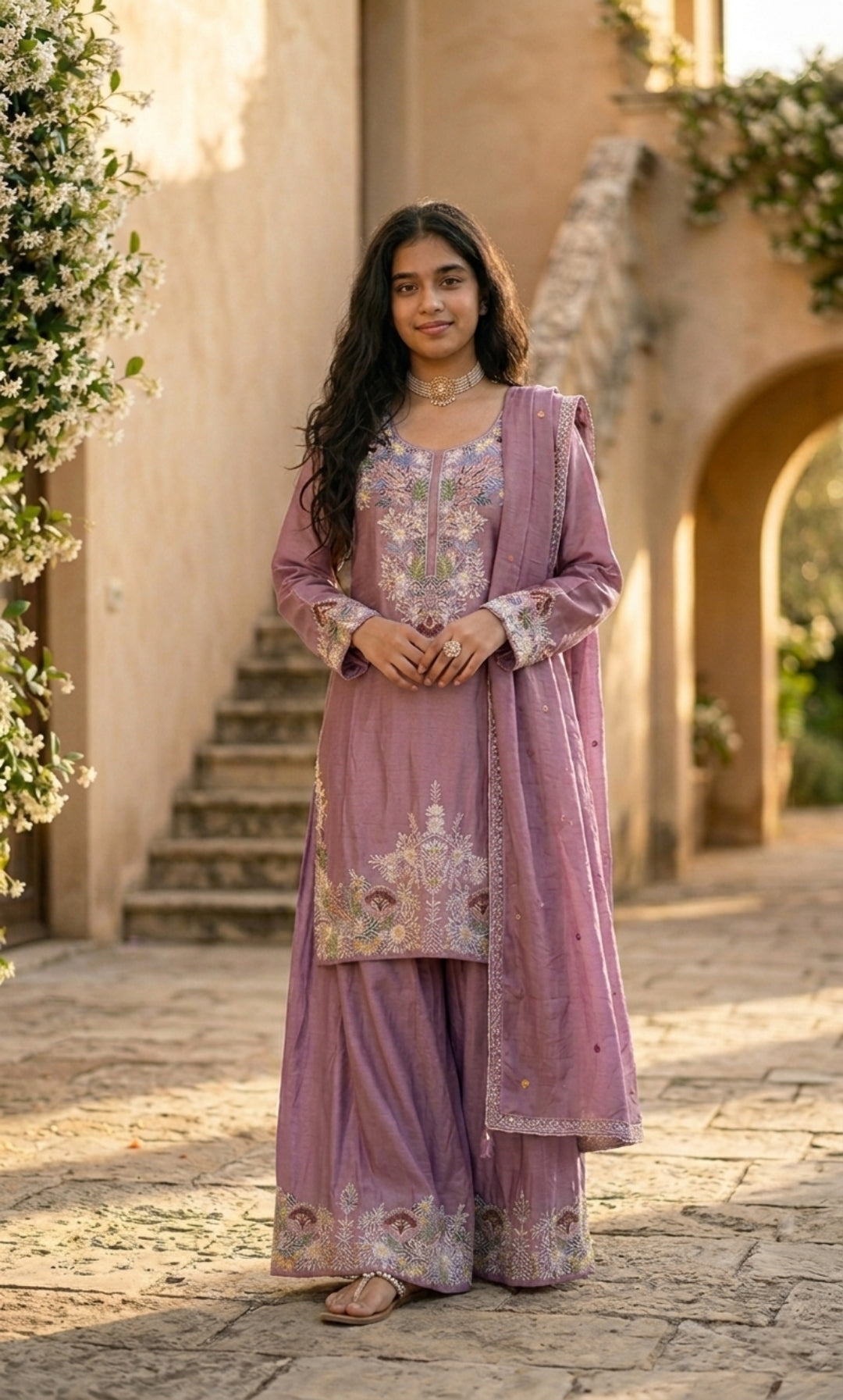 Inara - Lavender Aura Embroidered Suit Set