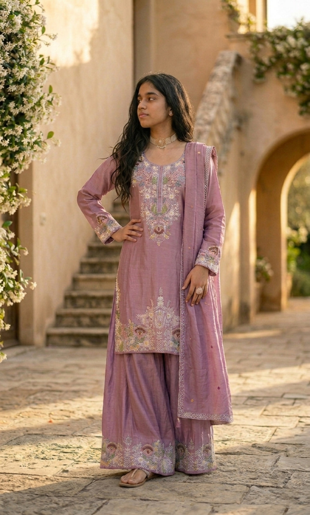 Inara - Lavender Aura Embroidered Suit Set