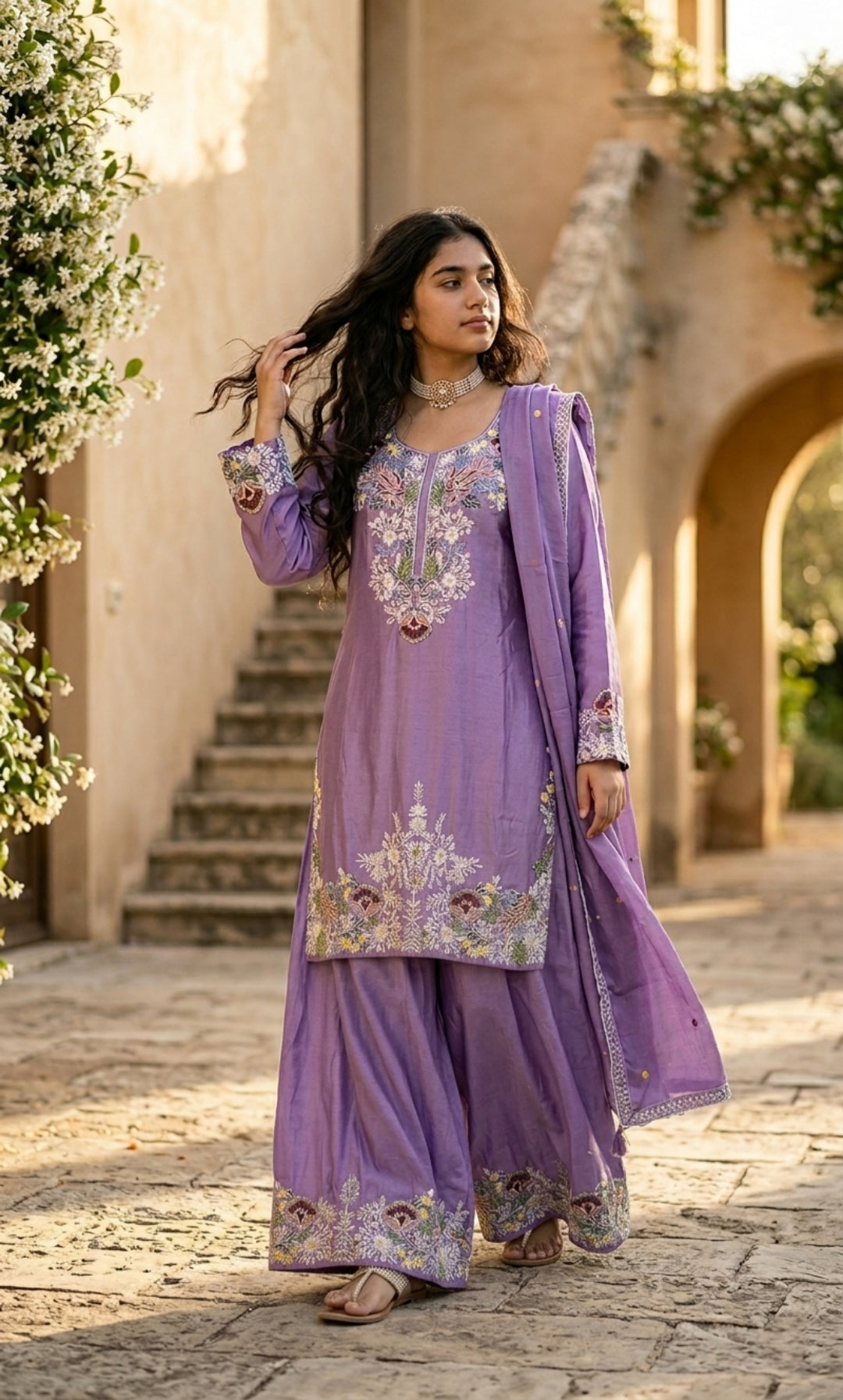 Inara - Lavender Aura Embroidered Suit Set