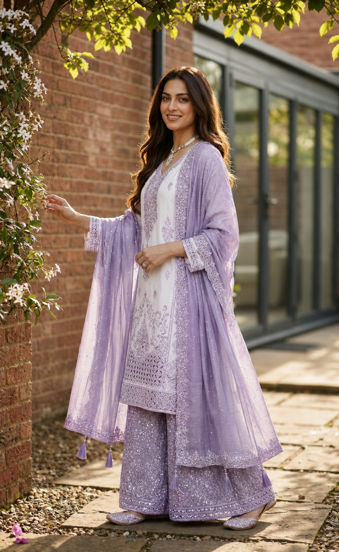 Falak - Ivory Elegance Embroidered Suit Set