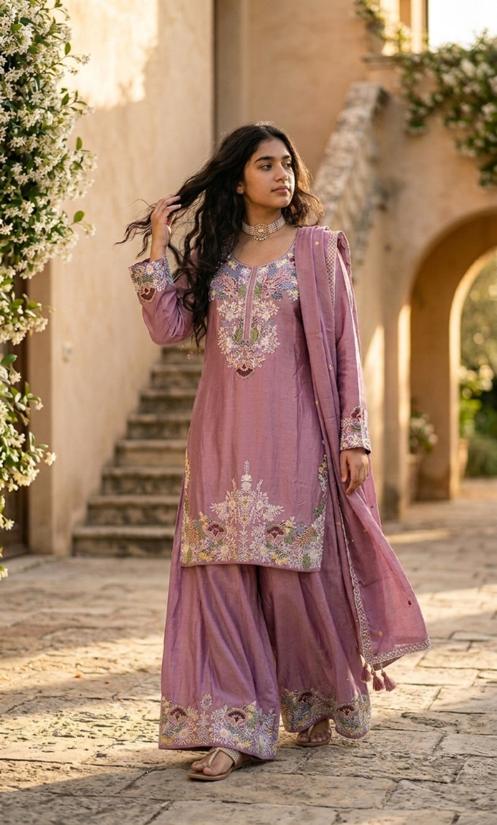 Inara - Lavender Aura Embroidered Suit Set
