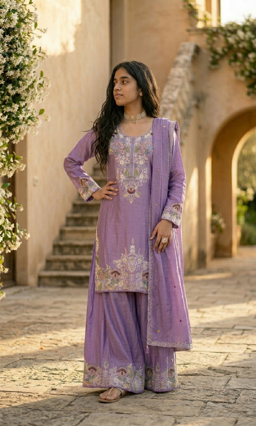 Inara - Lavender Aura Embroidered Suit Set