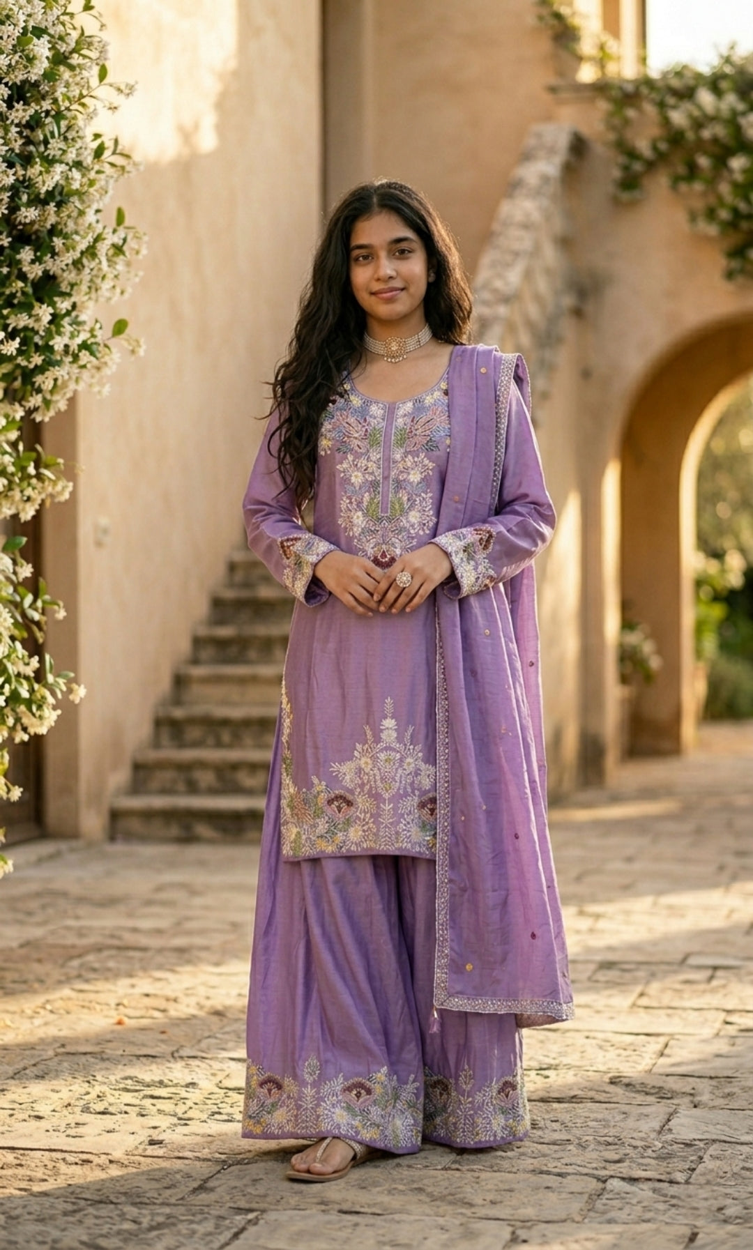 Inara - Lavender Aura Embroidered Suit Set