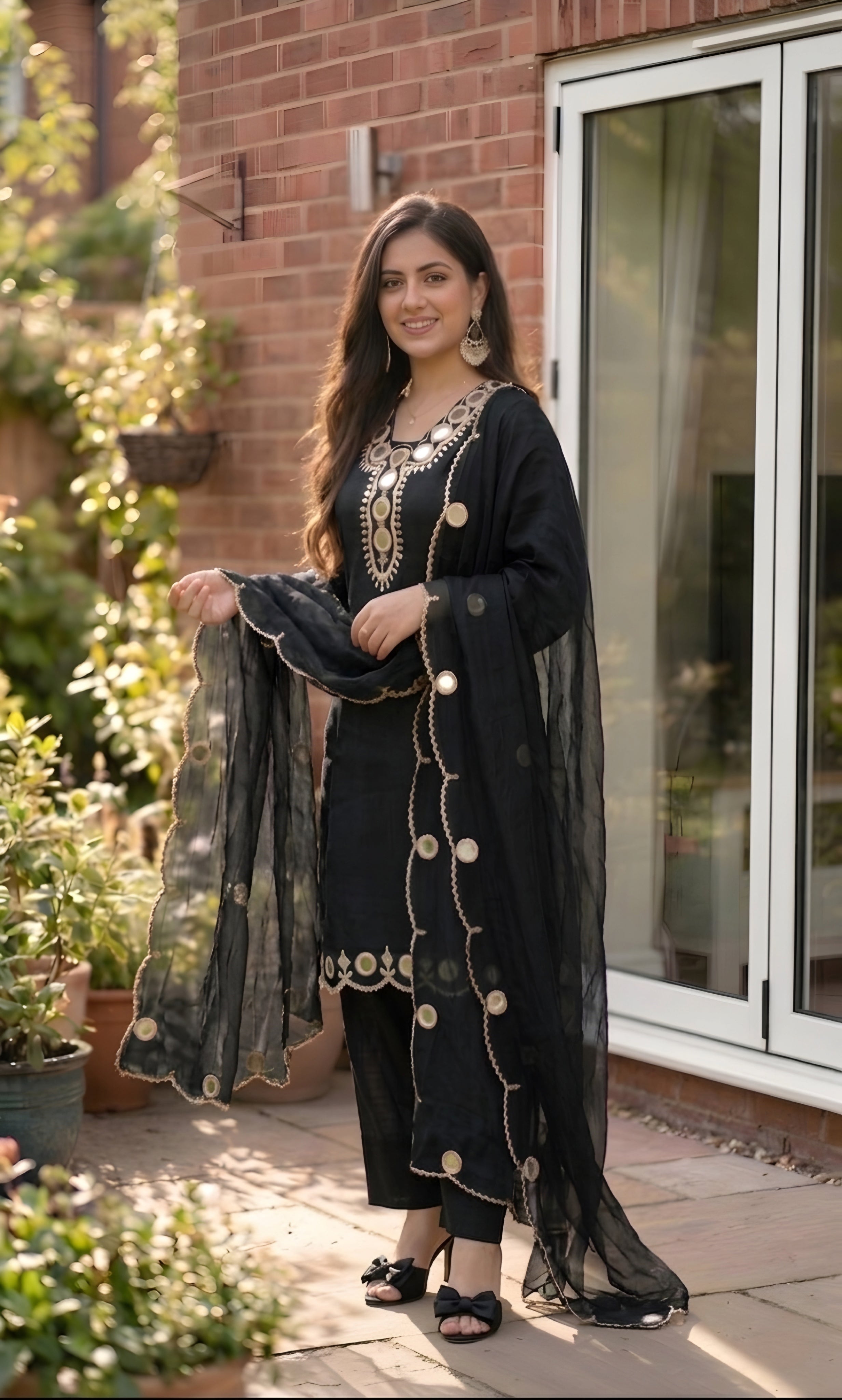 Zainab - Plum Radiance Mirror Work Suit Set