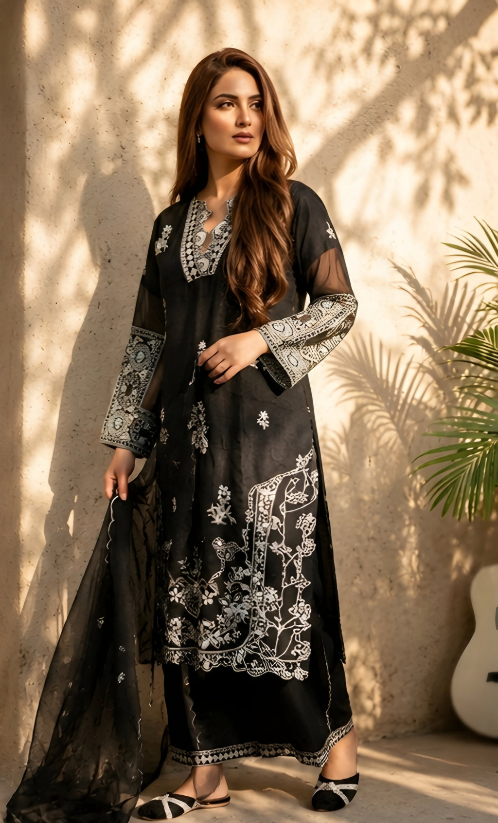 Arzoo-Midnight Grace Embroidered Suit Set