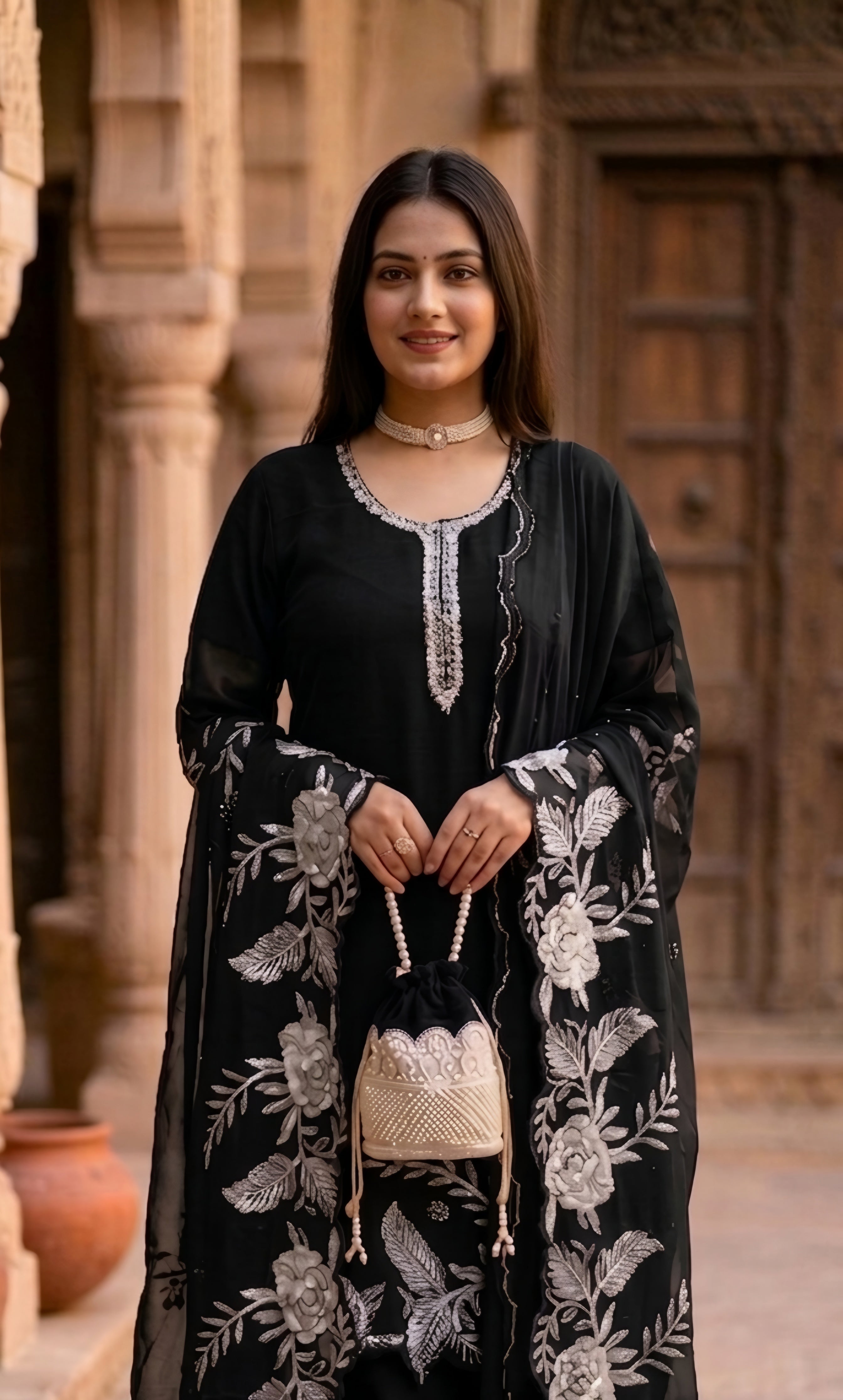 Sara- Crimson Royale Embroidered Suit Set