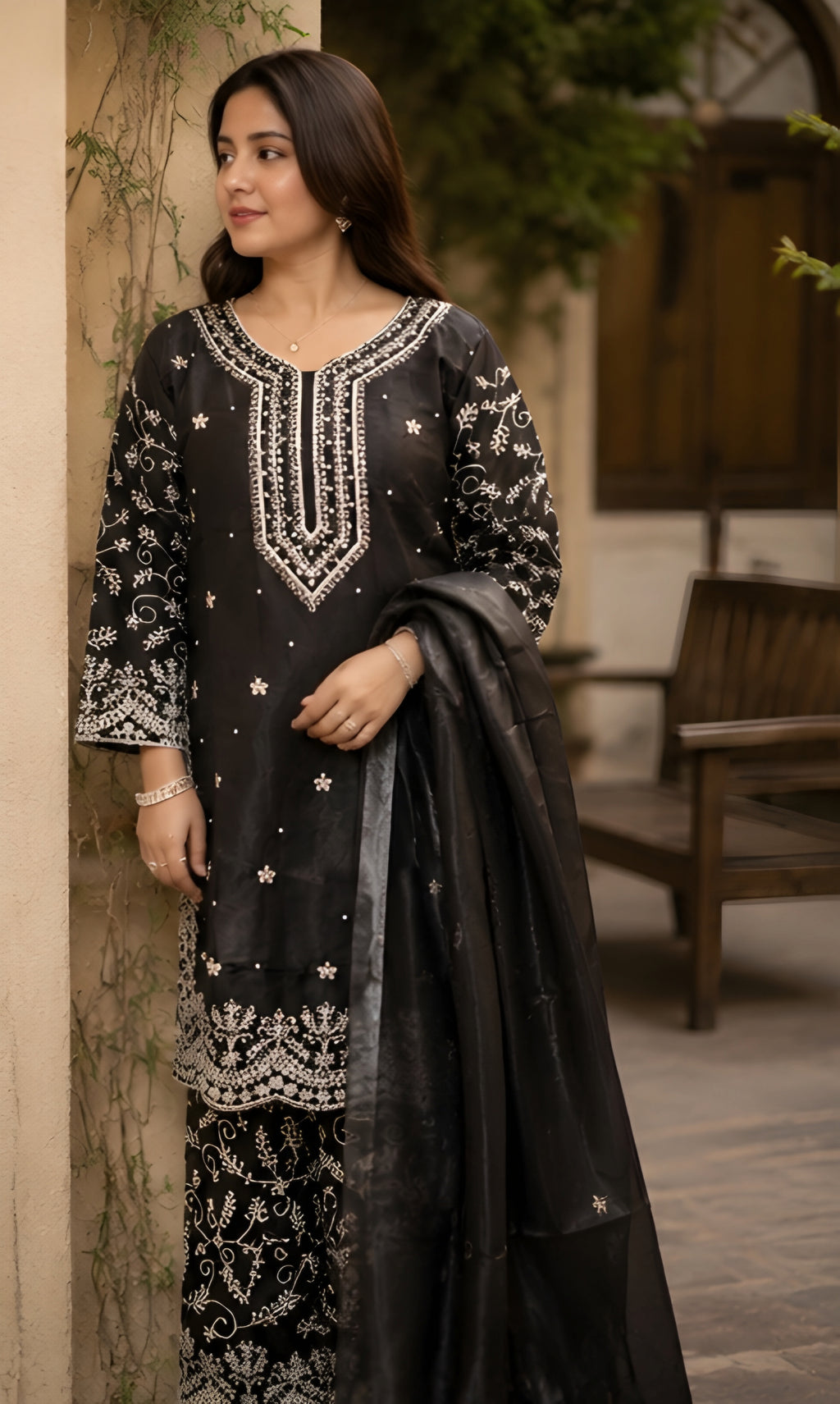 Gulmohar - Onyx Elegance Embroidered Suit Set