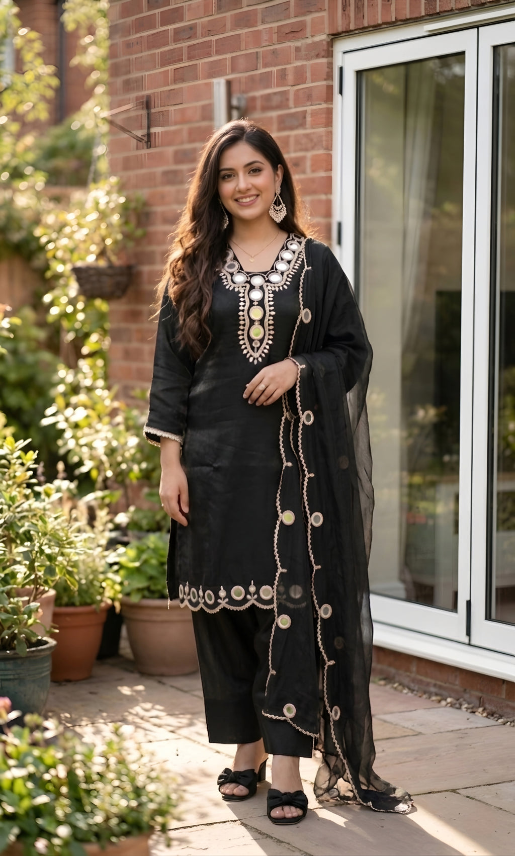 Zainab - Plum Radiance Mirror Work Suit Set
