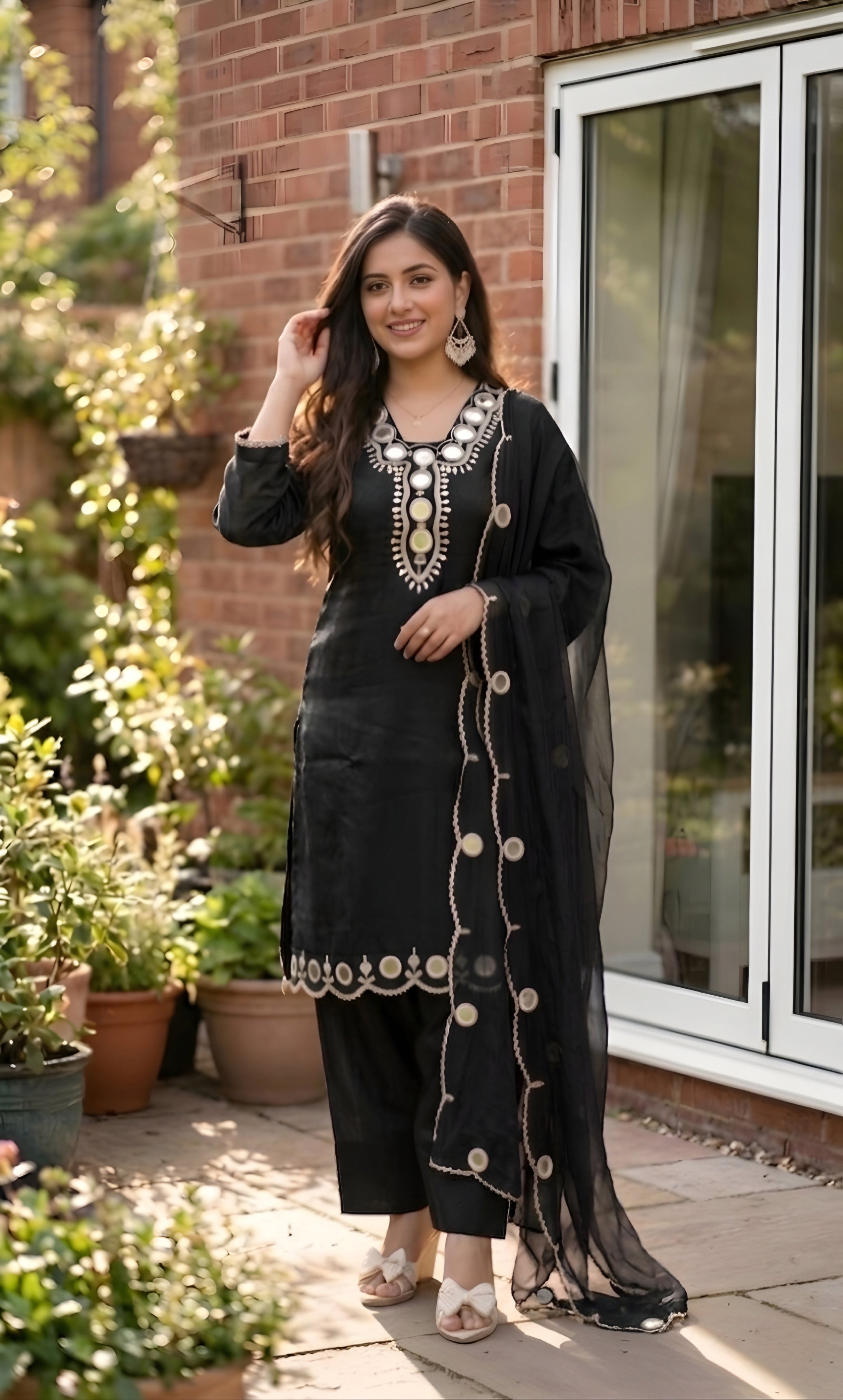 Zainab - Plum Radiance Mirror Work Suit Set
