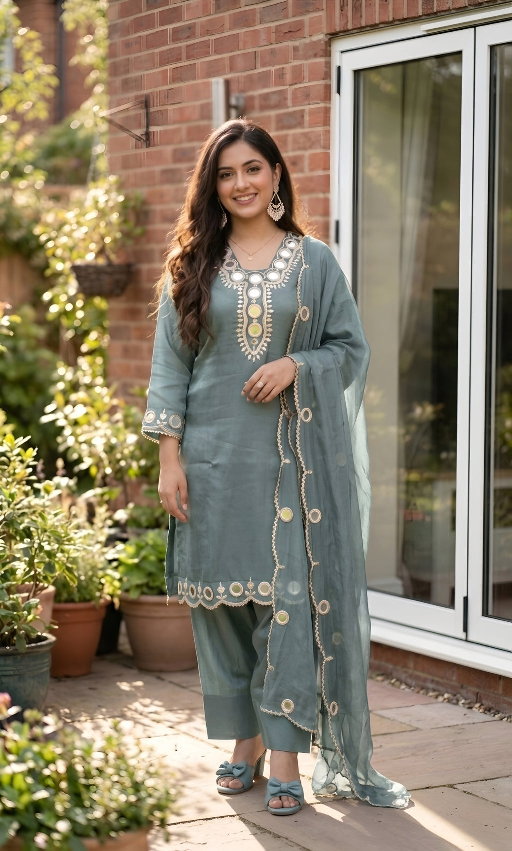 Zainab - Plum Radiance Mirror Work Suit Set