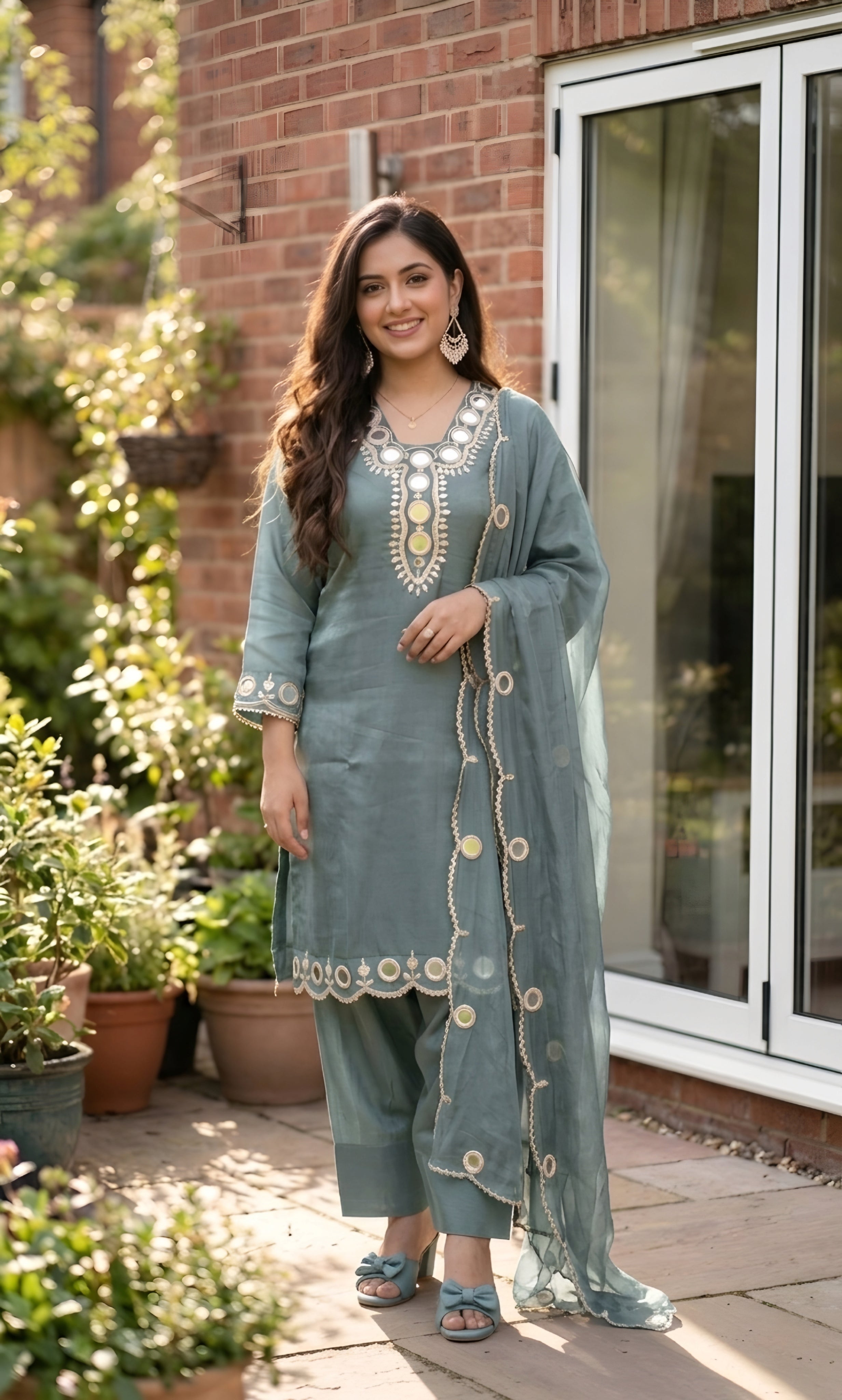 Zainab - Plum Radiance Mirror Work Suit Set