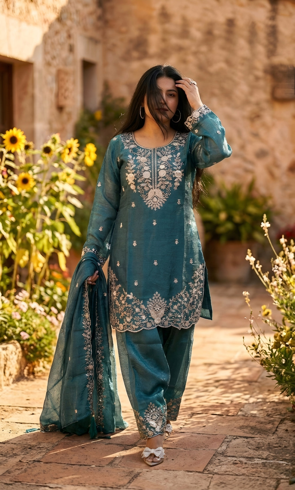 Maya - Royal Orchid Embroidered Suit Set