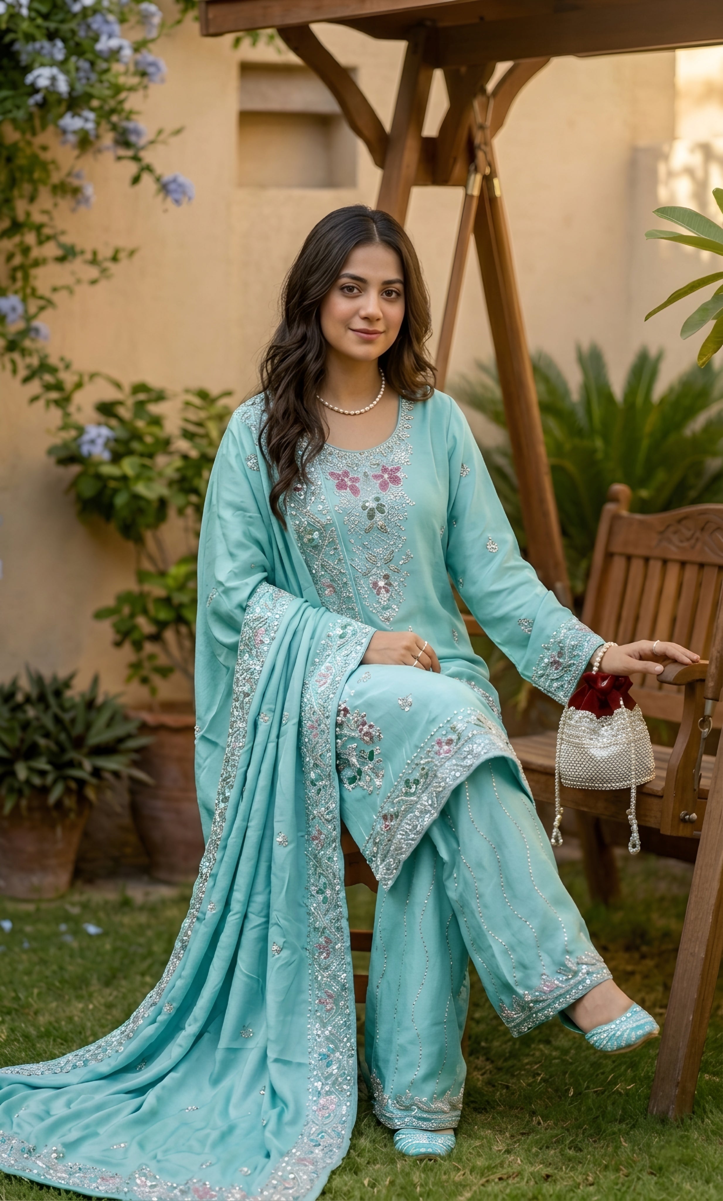 Mahek - Blush Meadow Embroidered Suit Set