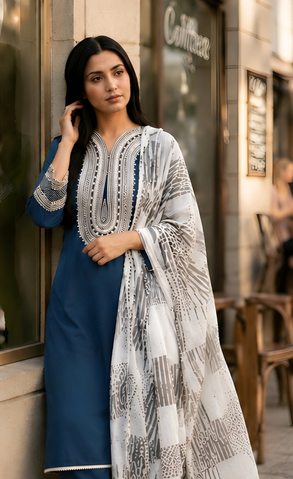Sadaf - Olive Majesty Embroidered Suit Set