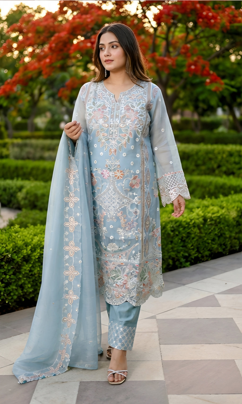 Zoya- Celestial Garden Embroidered Suit Set