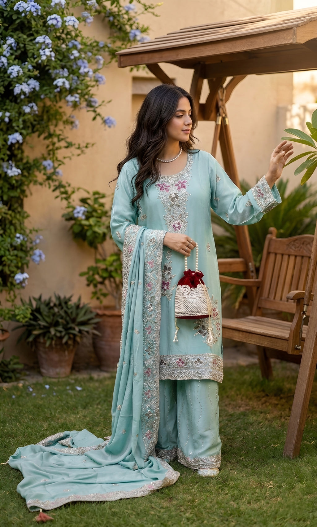 Mahek - Blush Meadow Embroidered Suit Set