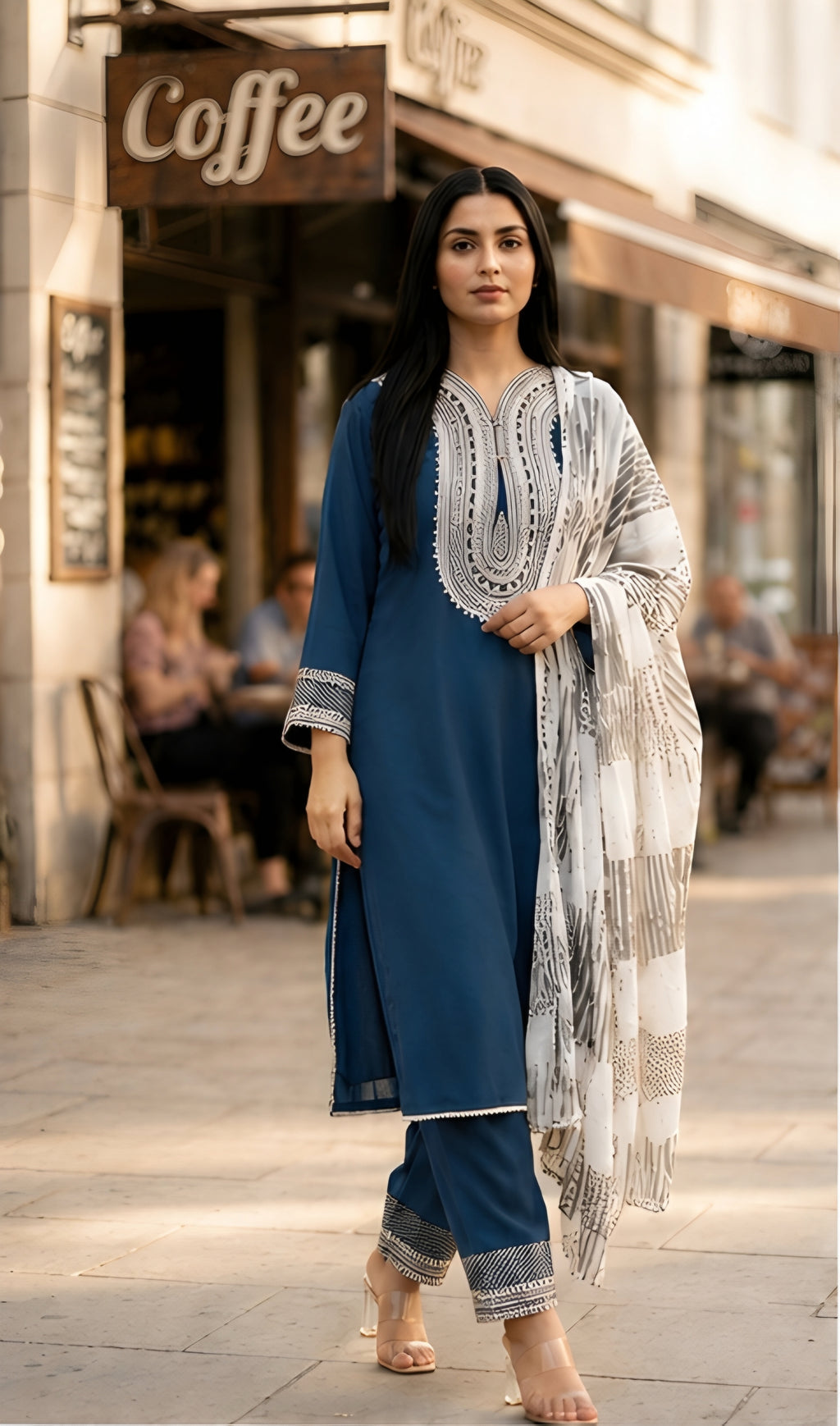 Sadaf - Olive Majesty Embroidered Suit Set