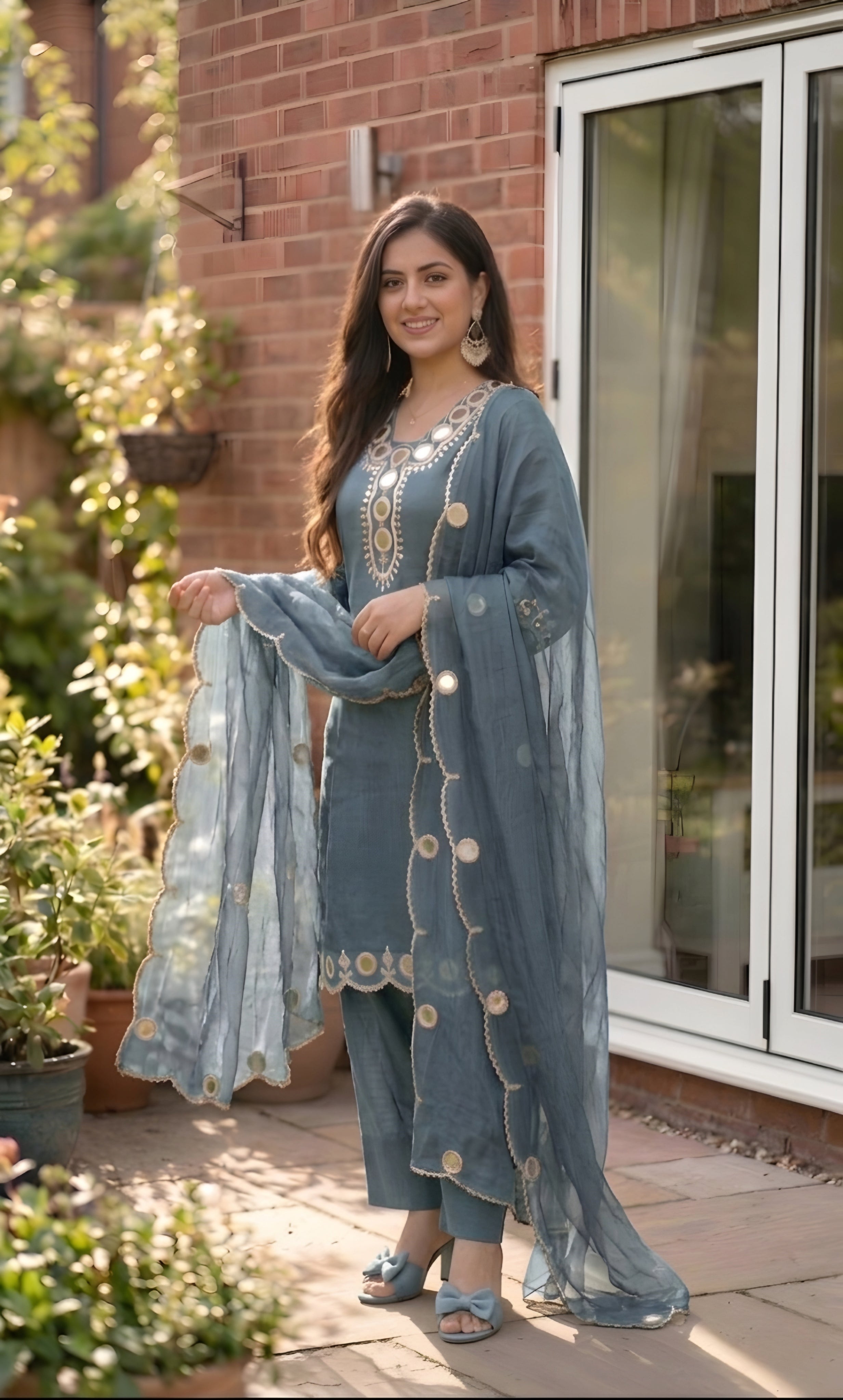 Zainab - Plum Radiance Mirror Work Suit Set
