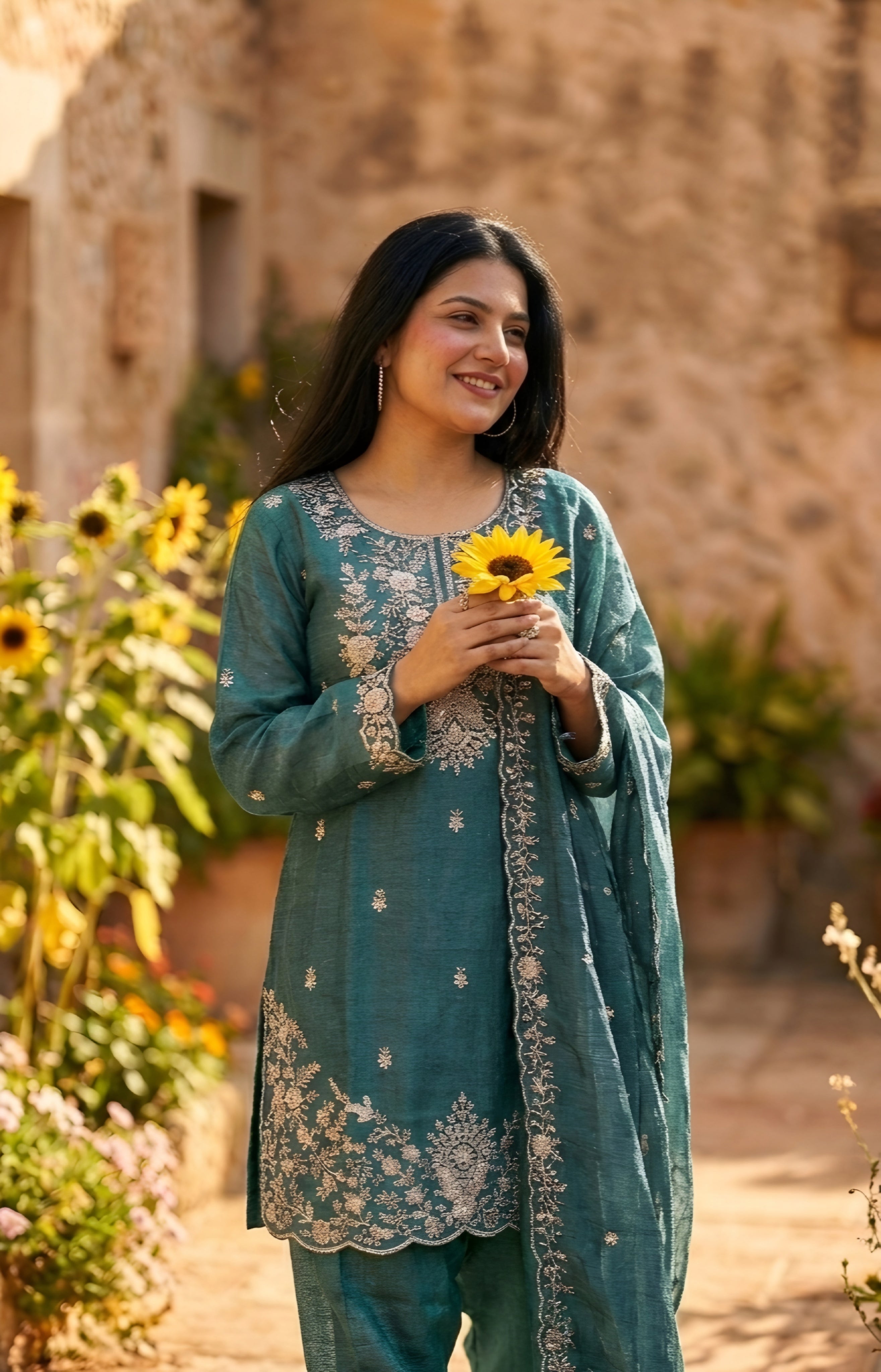 Maya - Royal Orchid Embroidered Suit Set