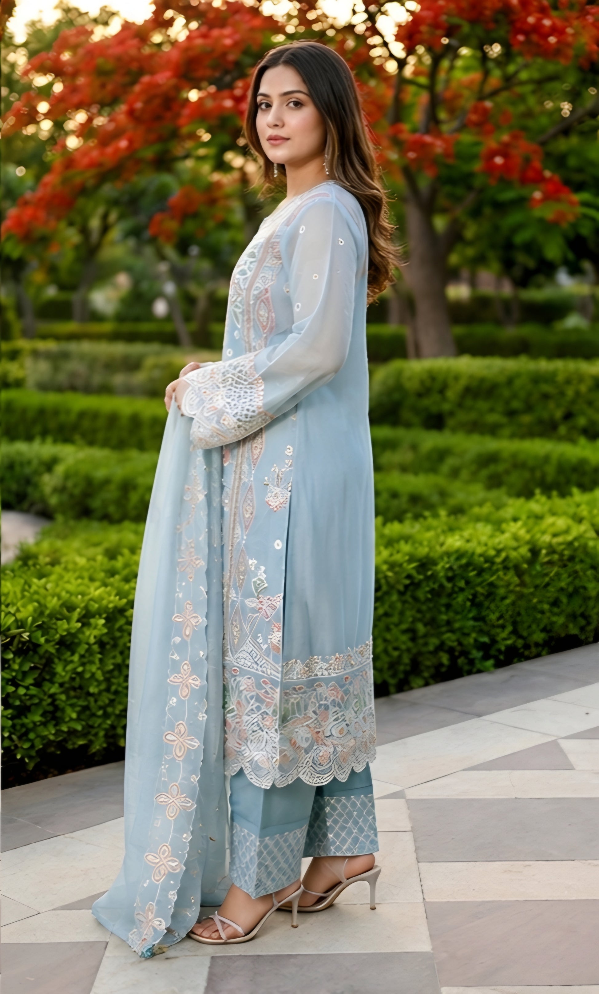 Zoya- Celestial Garden Embroidered Suit Set