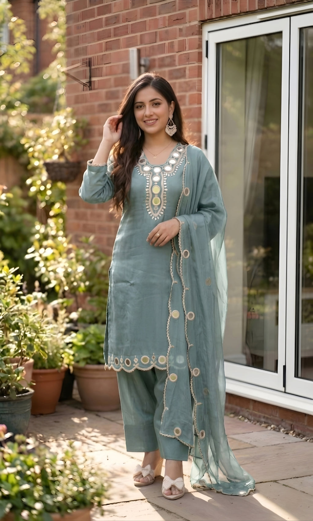 Zainab - Plum Radiance Mirror Work Suit Set