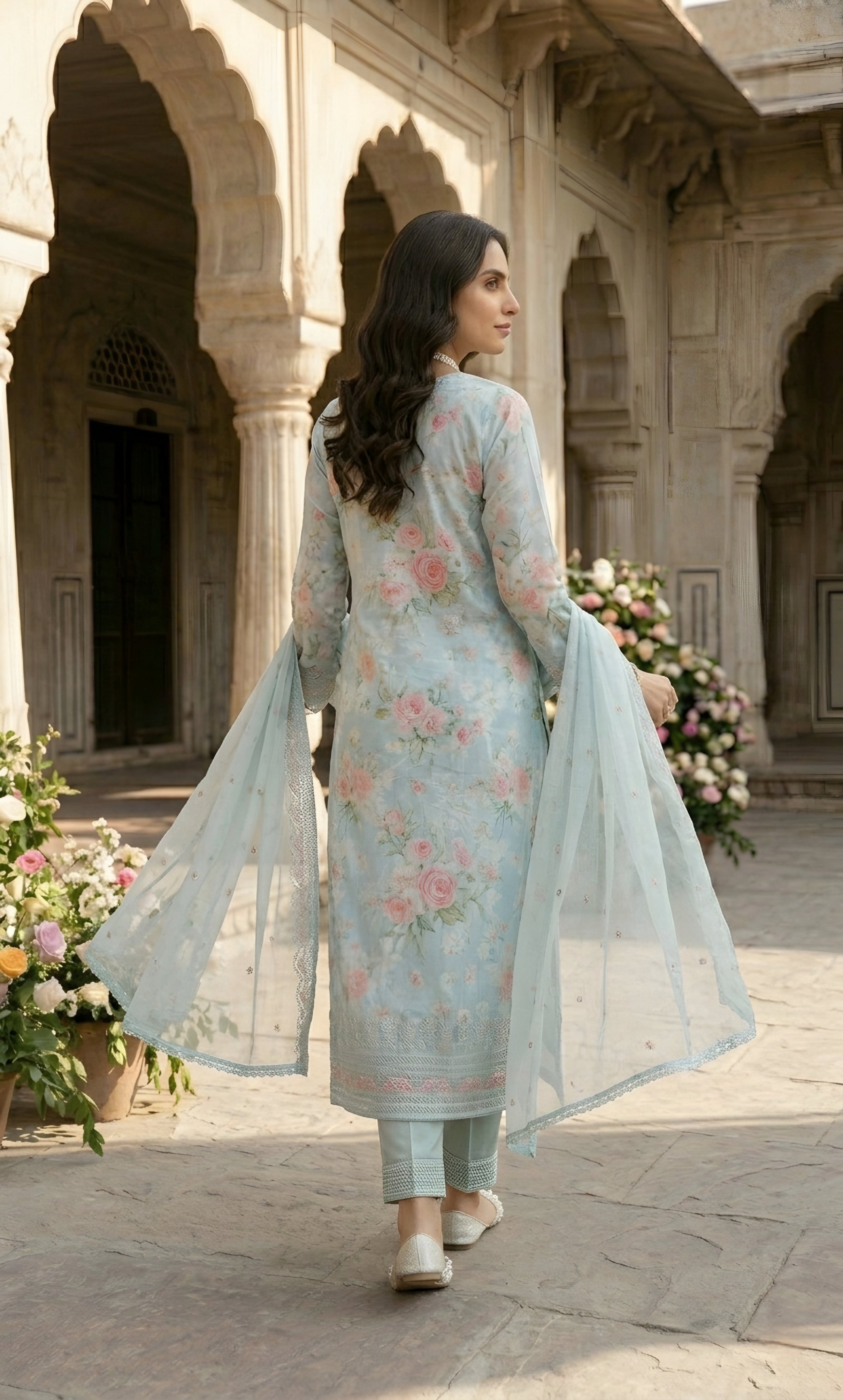 Ajraa-Elegant Floral Embroidered Ethnic Suit Set