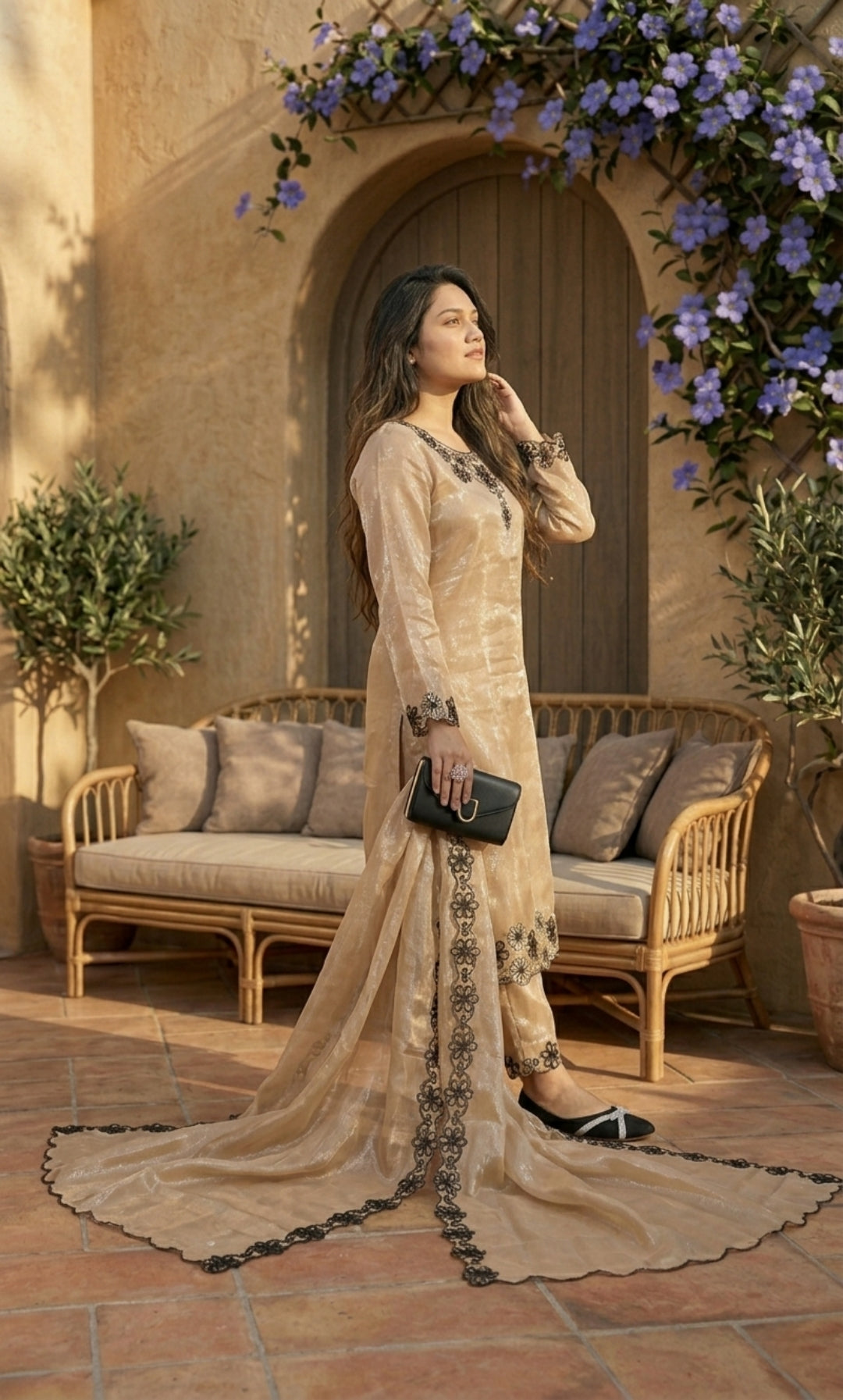 Gulrez-Floral Lace Detail Ethnic Suit Set