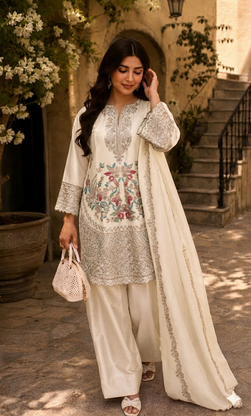 Mayasa - Rose Quartz Embroidered Suit Set