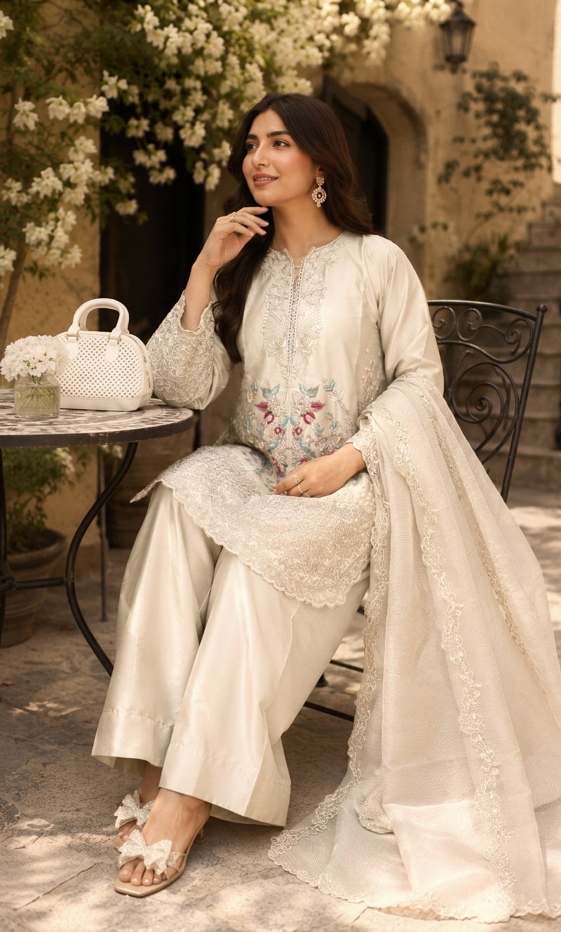 Mayasa - Rose Quartz Embroidered Suit Set