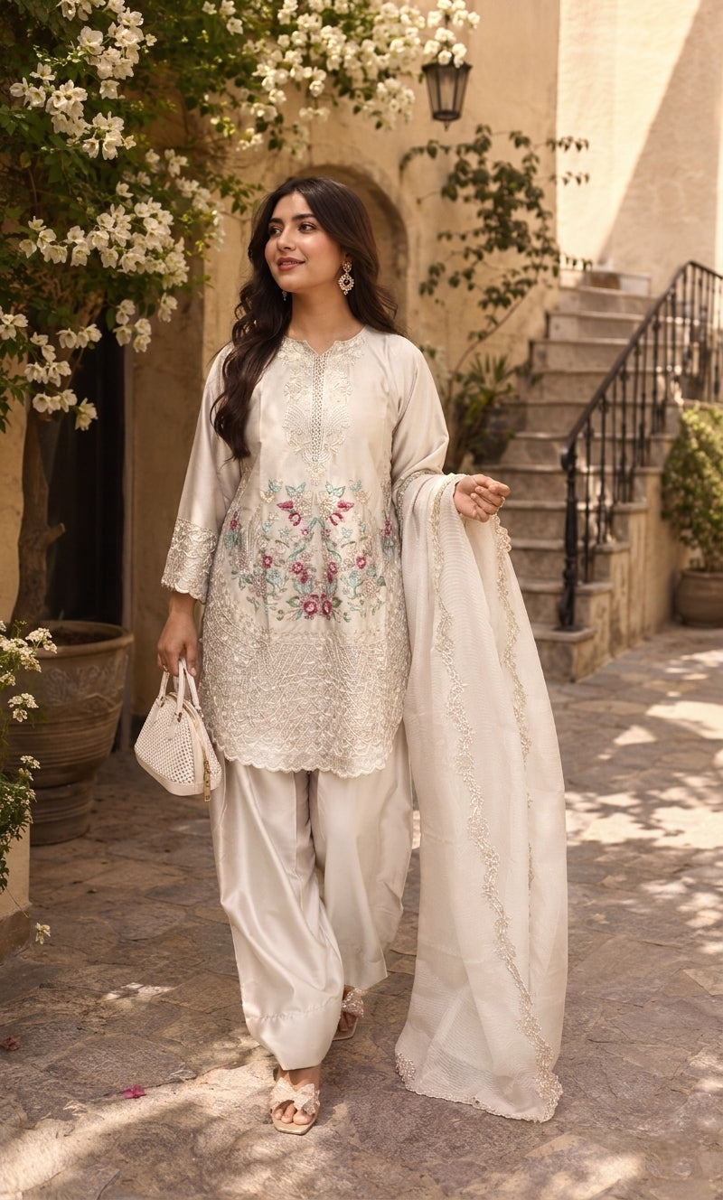 Mayasa - Rose Quartz Embroidered Suit Set