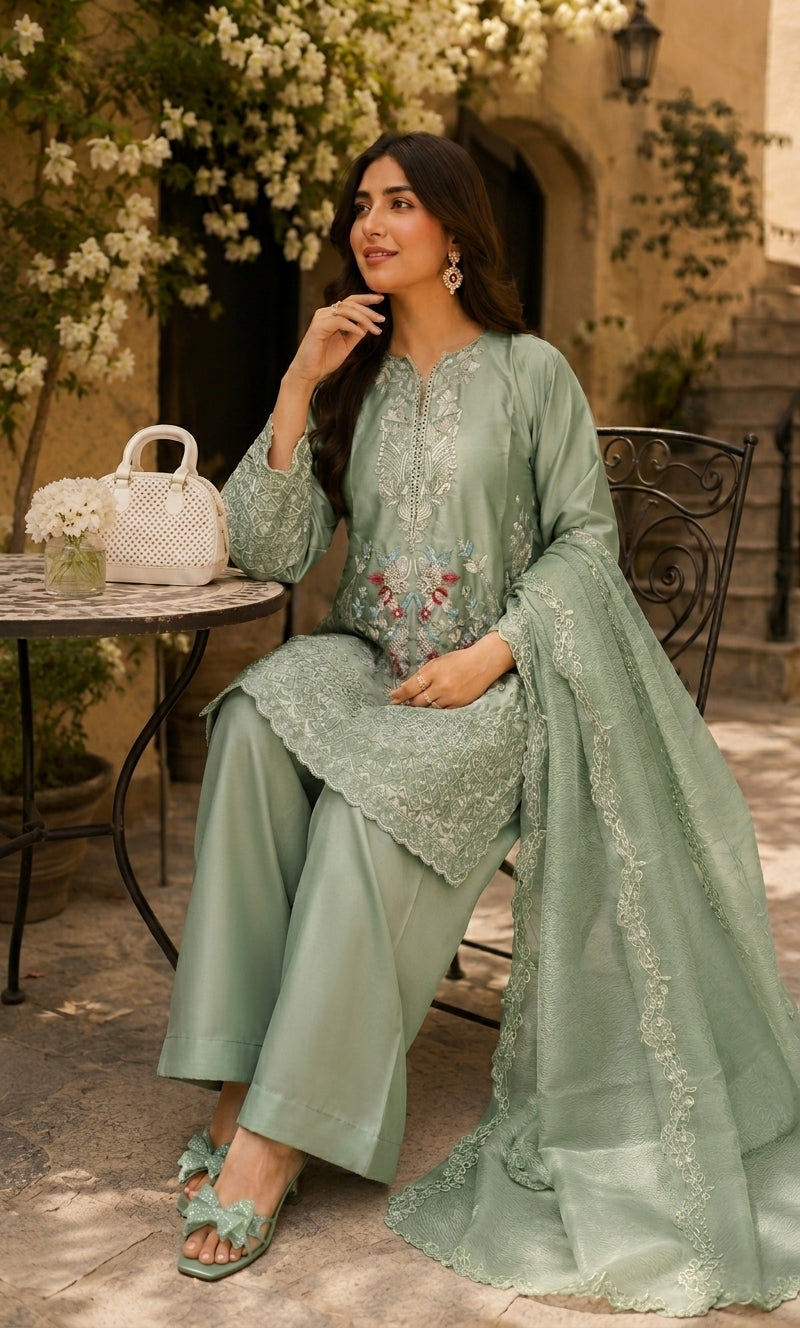 Mayasa - Rose Quartz Embroidered Suit Set