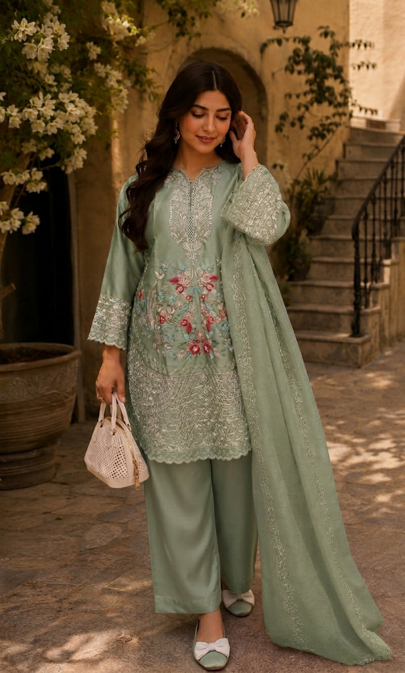 Mayasa - Rose Quartz Embroidered Suit Set