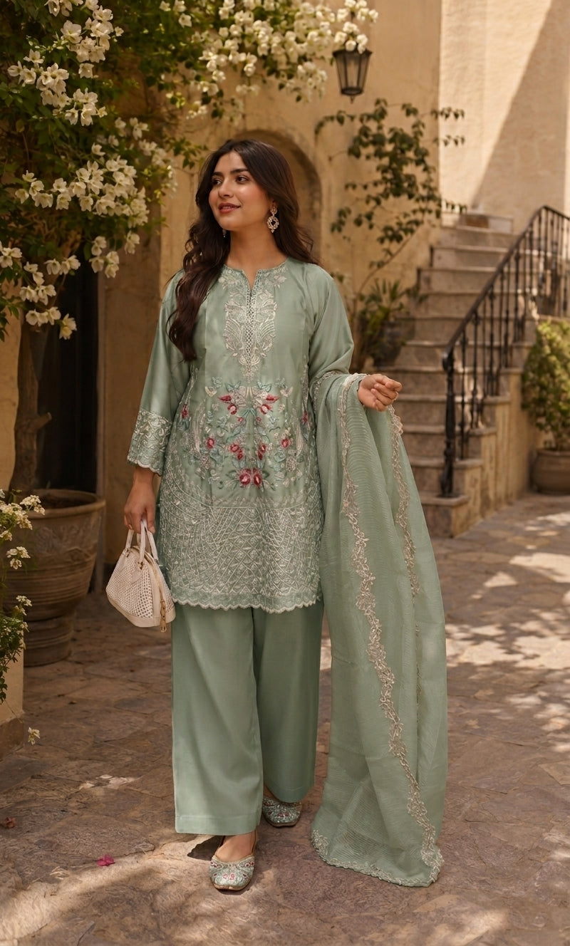 Mayasa - Rose Quartz Embroidered Suit Set
