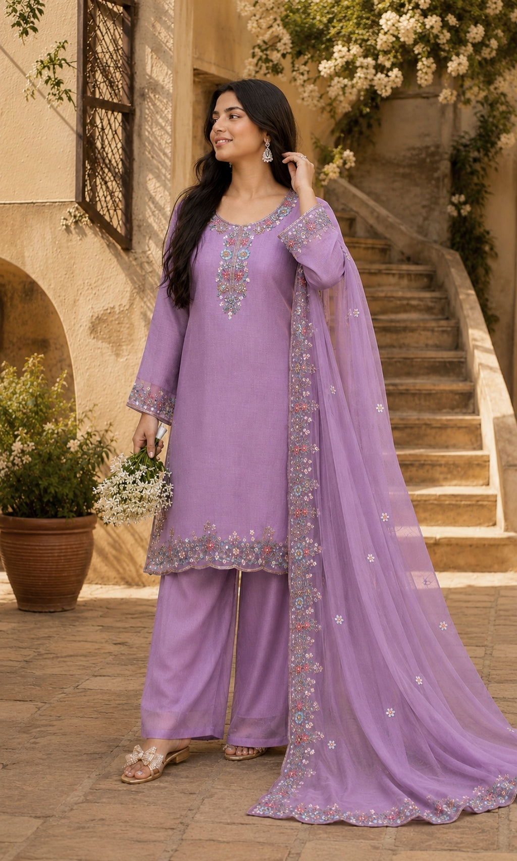 Meher - Mint Royale Embroidered Suit Set