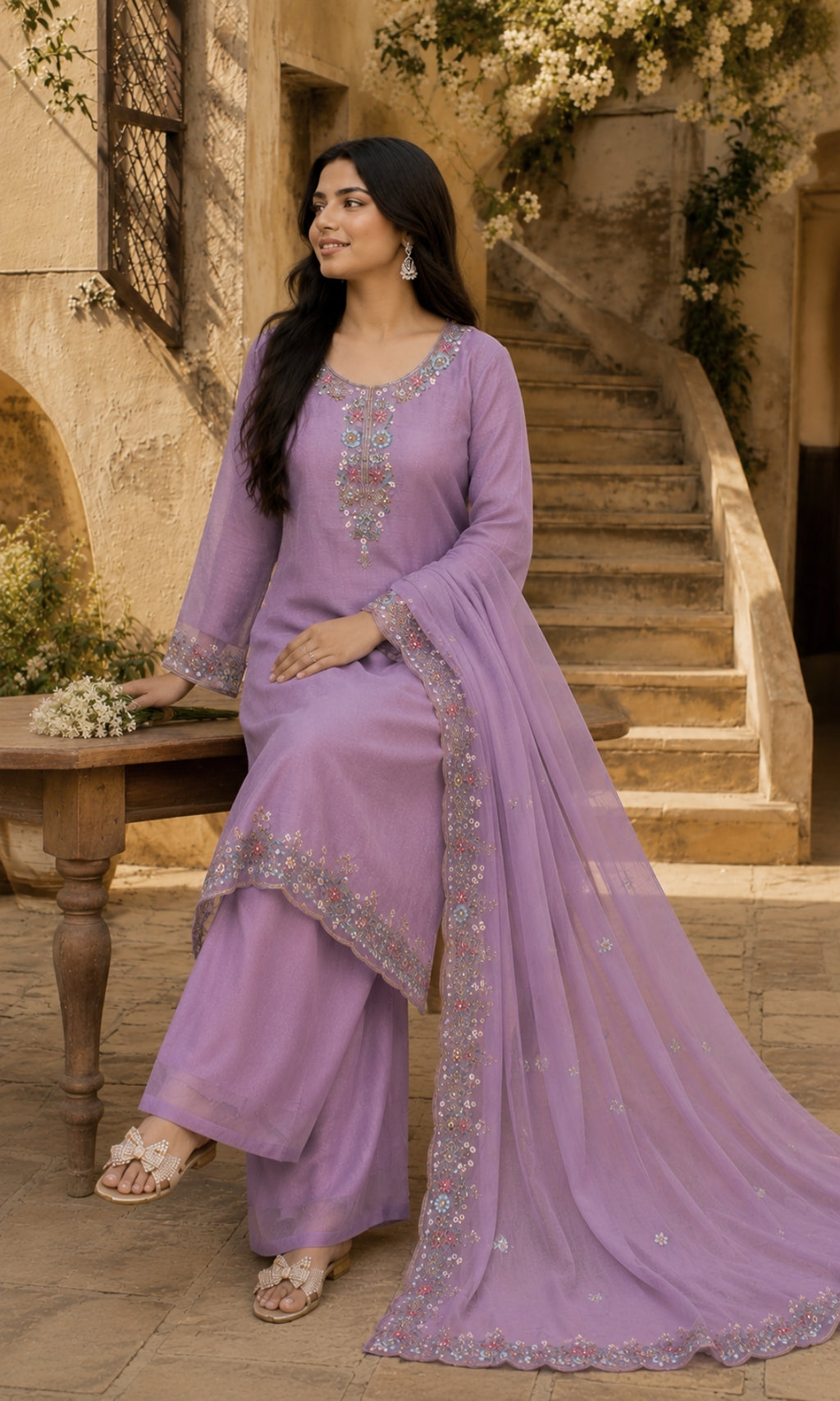 Meher - Mint Royale Embroidered Suit Set