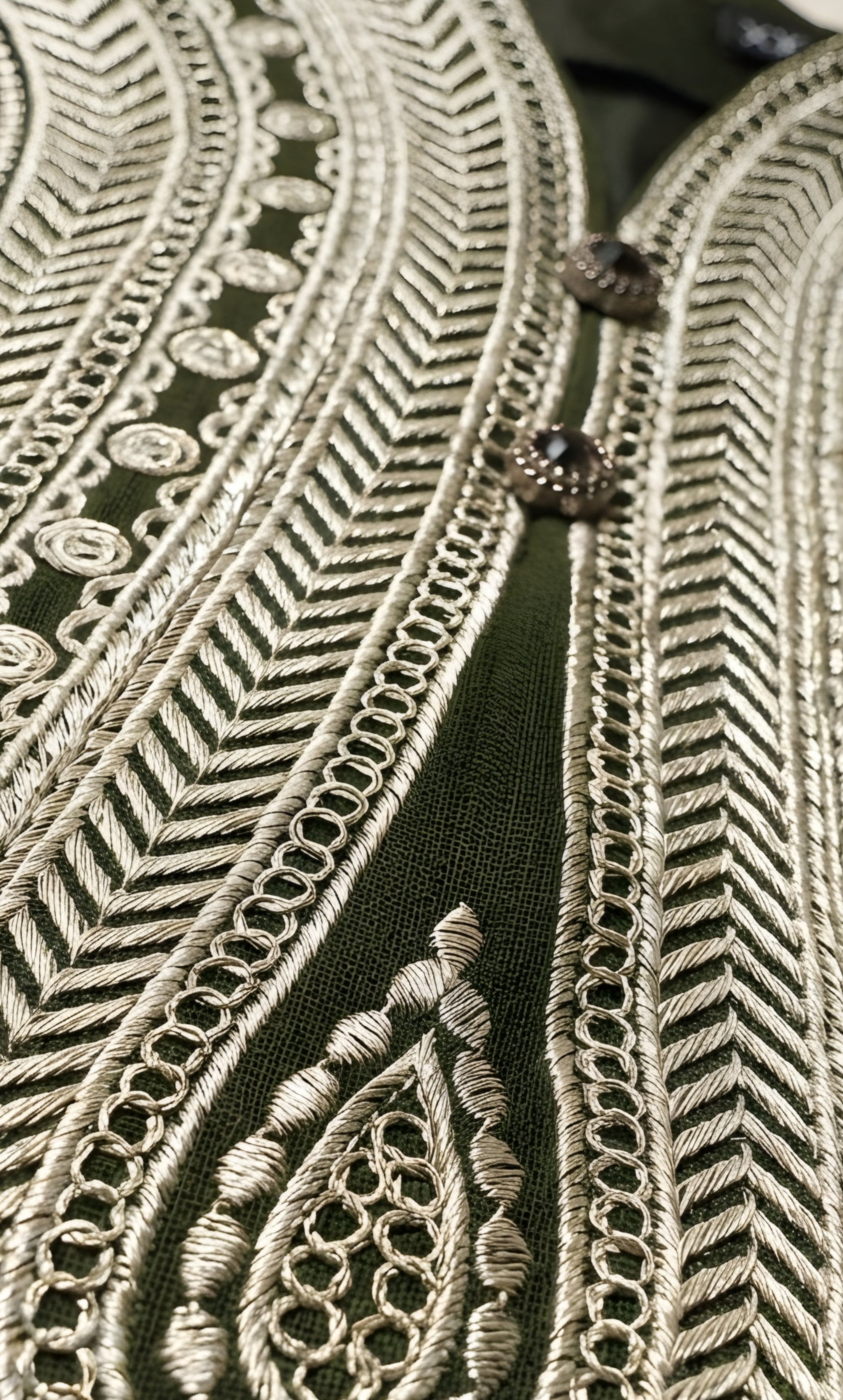 Sadaf - Olive Majesty Embroidered Suit Set