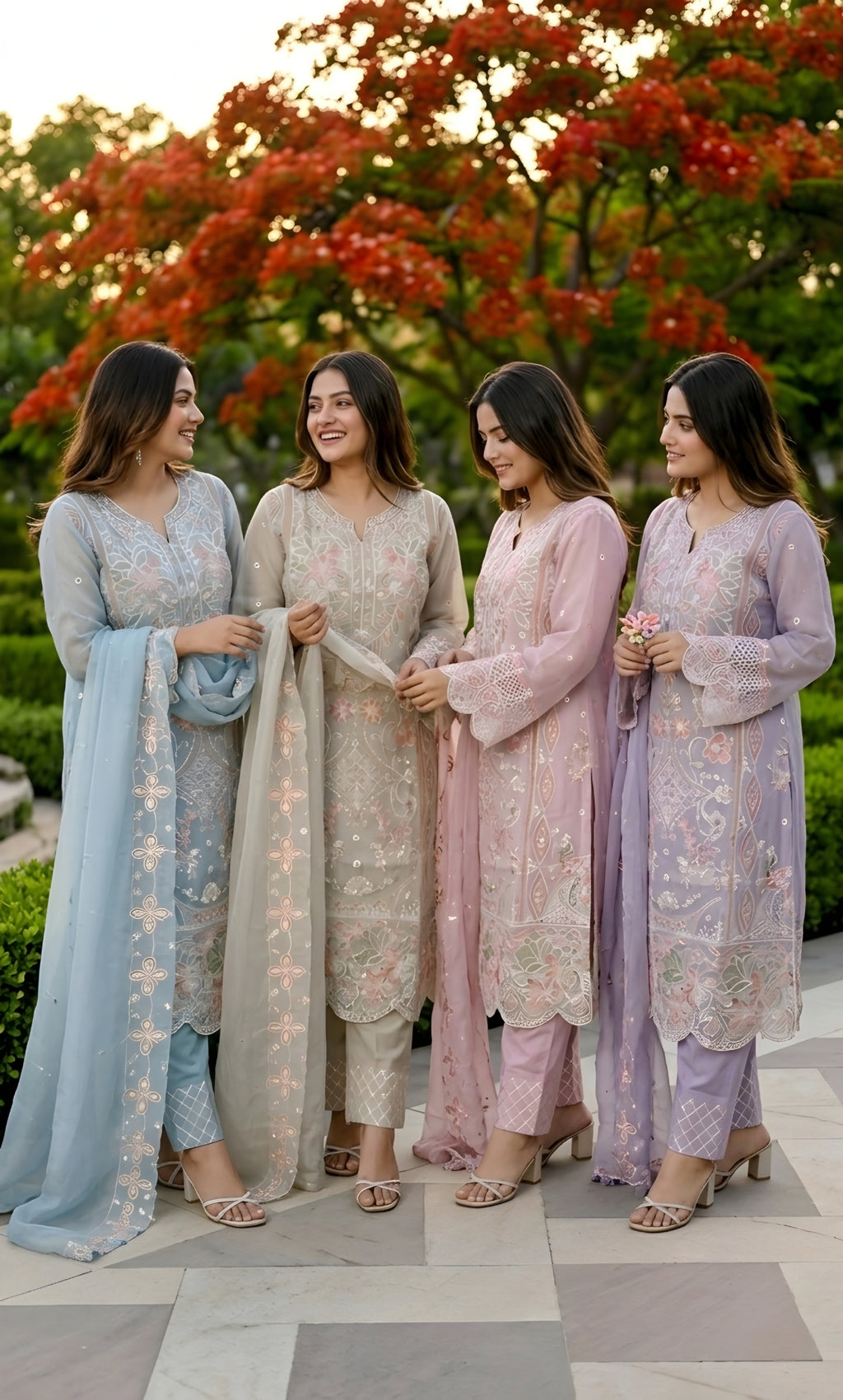 Zoya- Celestial Garden Embroidered Suit Set