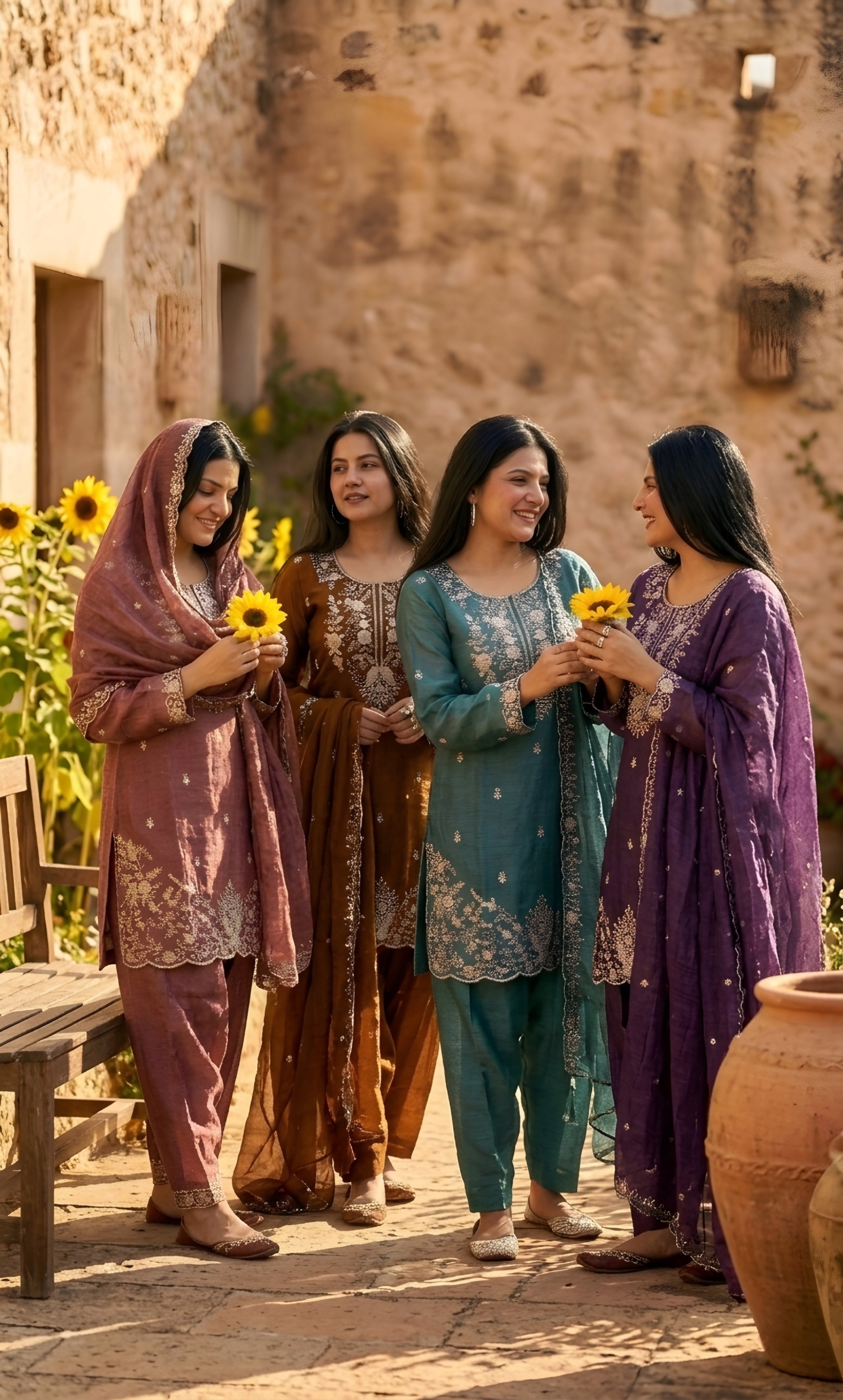 Maya - Royal Orchid Embroidered Suit Set