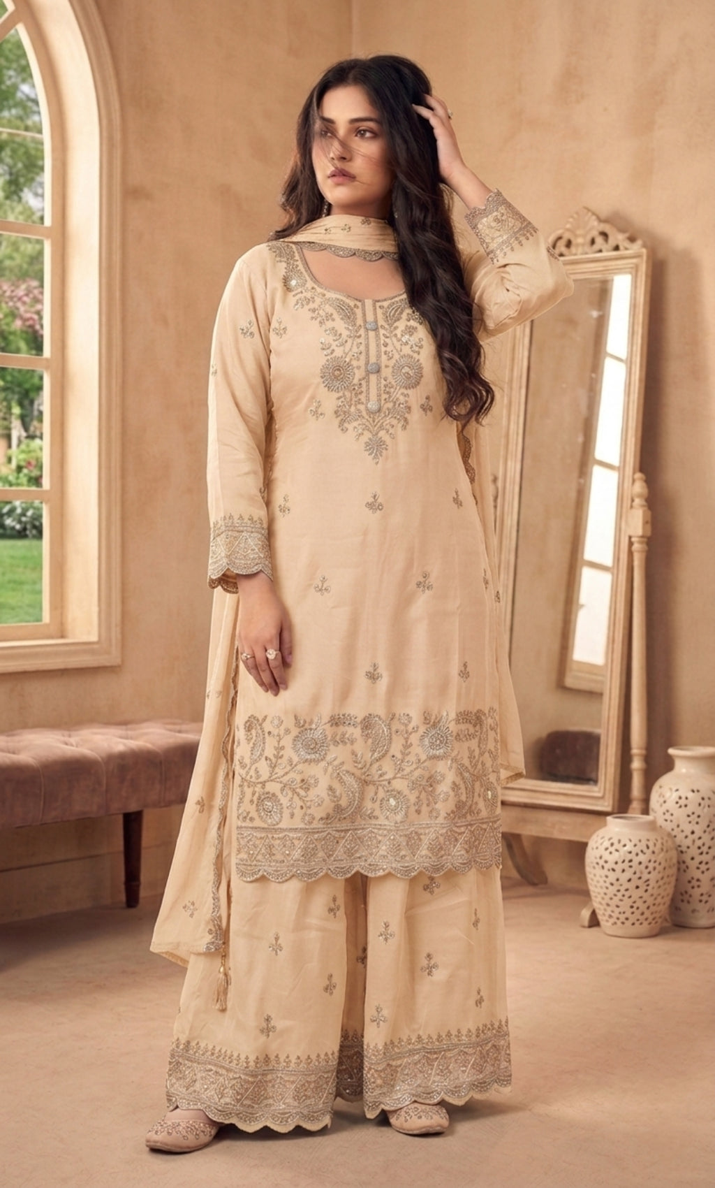 Hessa - Mint Royale Embroidered Suit Set