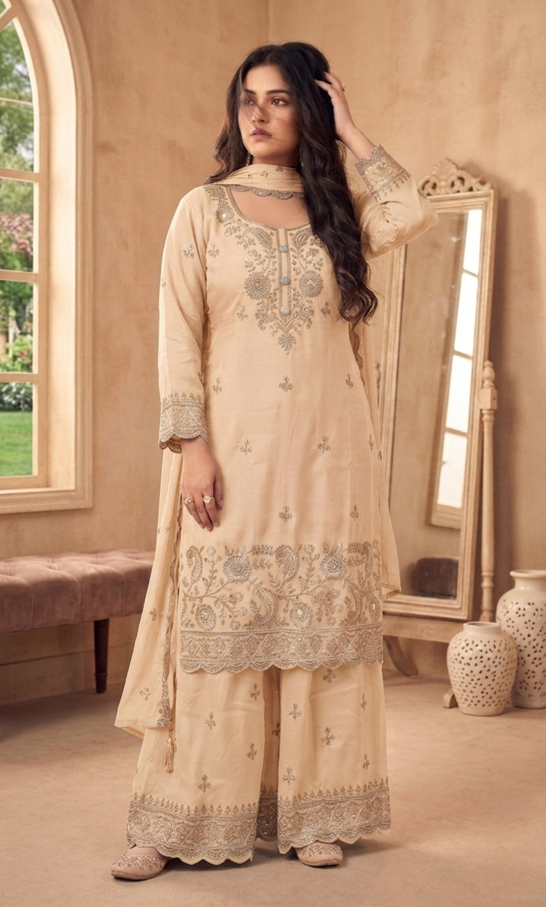 Hessa - Mint Royale Embroidered Suit Set