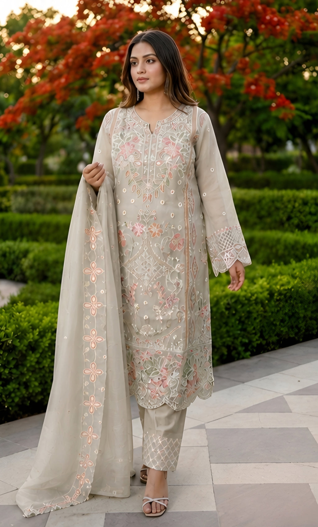 Zoya- Celestial Garden Embroidered Suit Set
